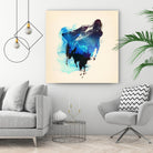 Alone as a Wolf by Robert Farkas on GIANT ART - blue animals