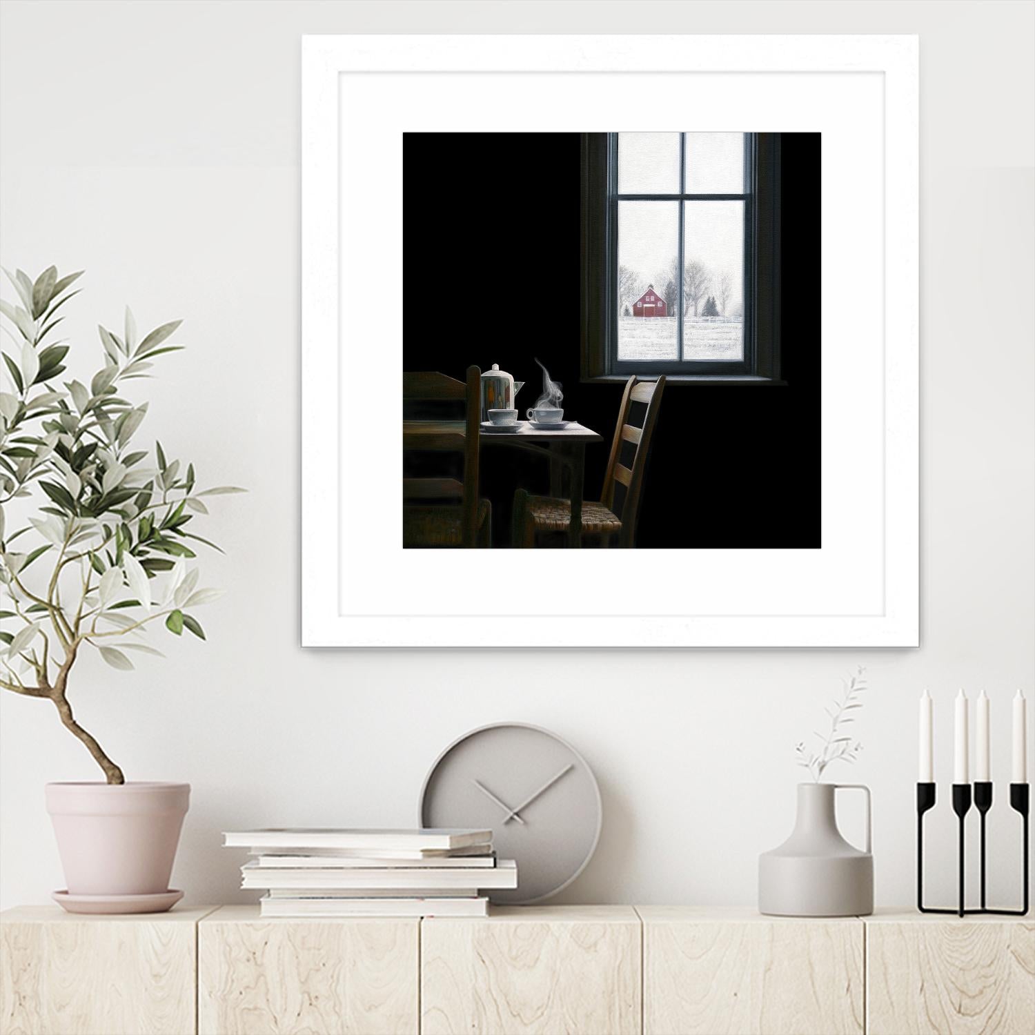 Pause by Karen Hollingsworth on GIANT ART - multi floral/still life, landscapes, chairs, coffee, farms, interiors, snow, winter, country/rural