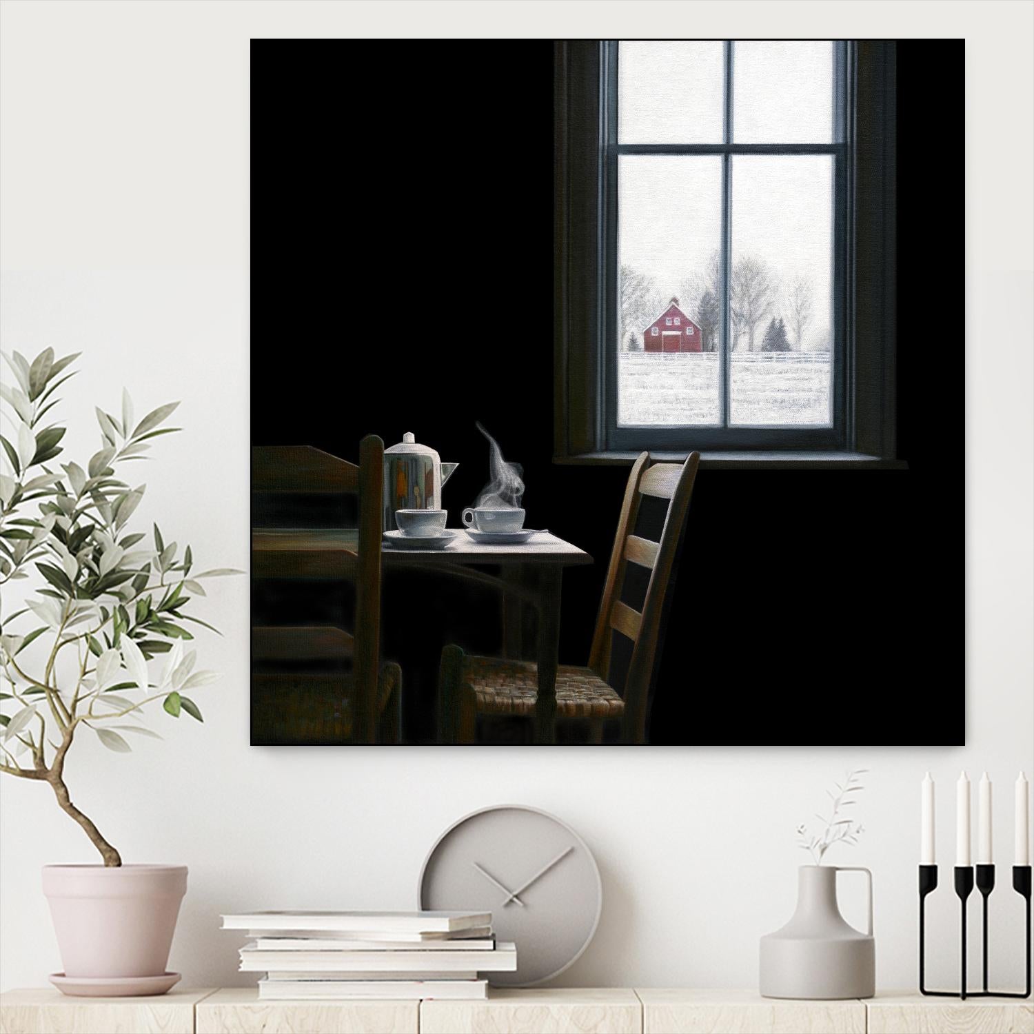 Pause by Karen Hollingsworth on GIANT ART - multi floral/still life, landscapes, chairs, coffee, farms, interiors, snow, winter, country/rural