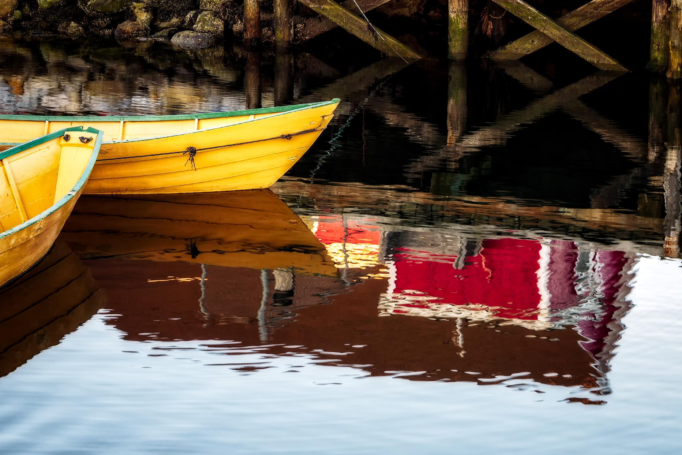 Dories and Reflection by David W. Pollard on GIANT ART - multicolor photography