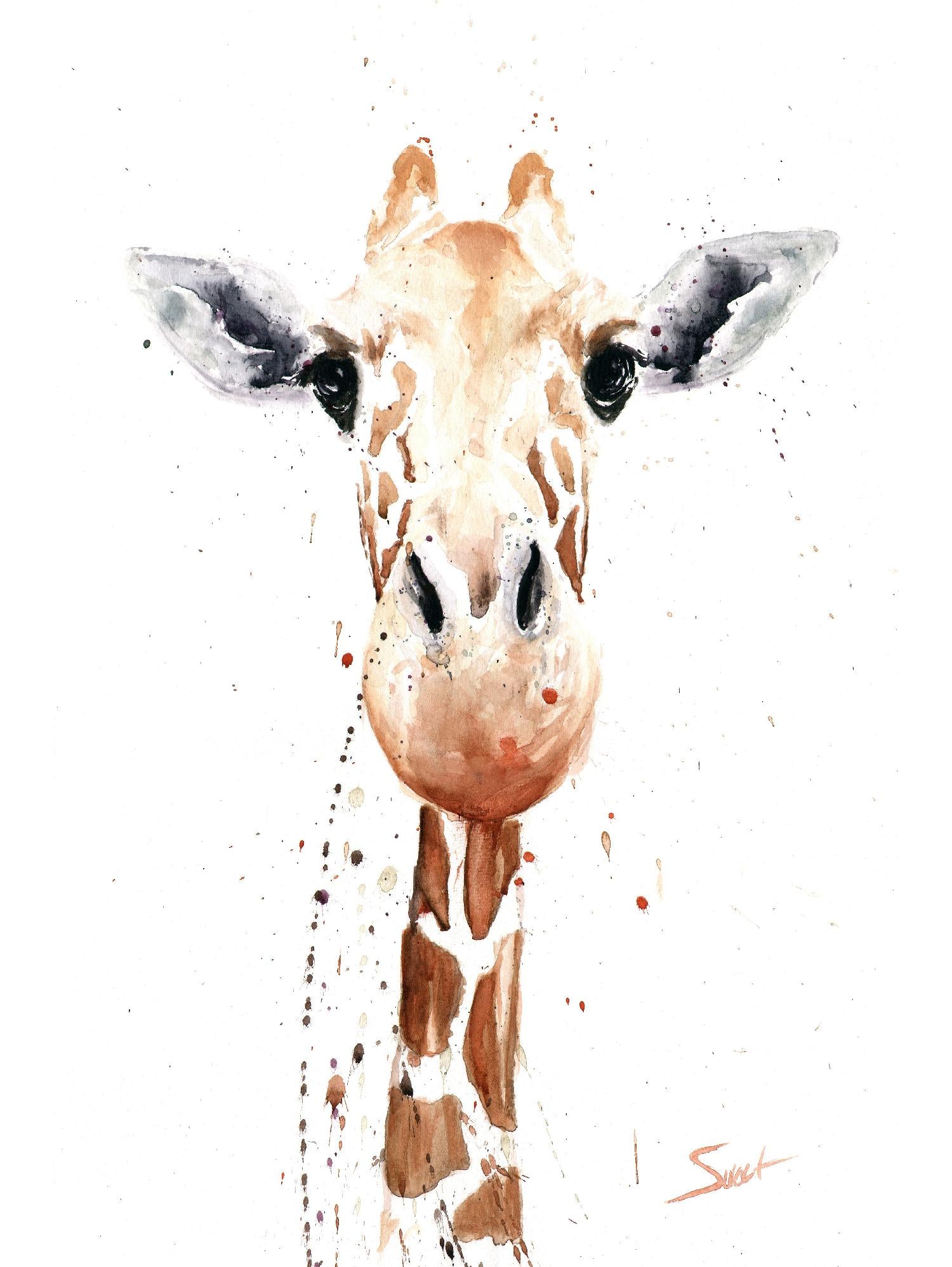 Giraffe Watercolor by Eric Sweet on GIANT ART - multicolor animals; contemporary