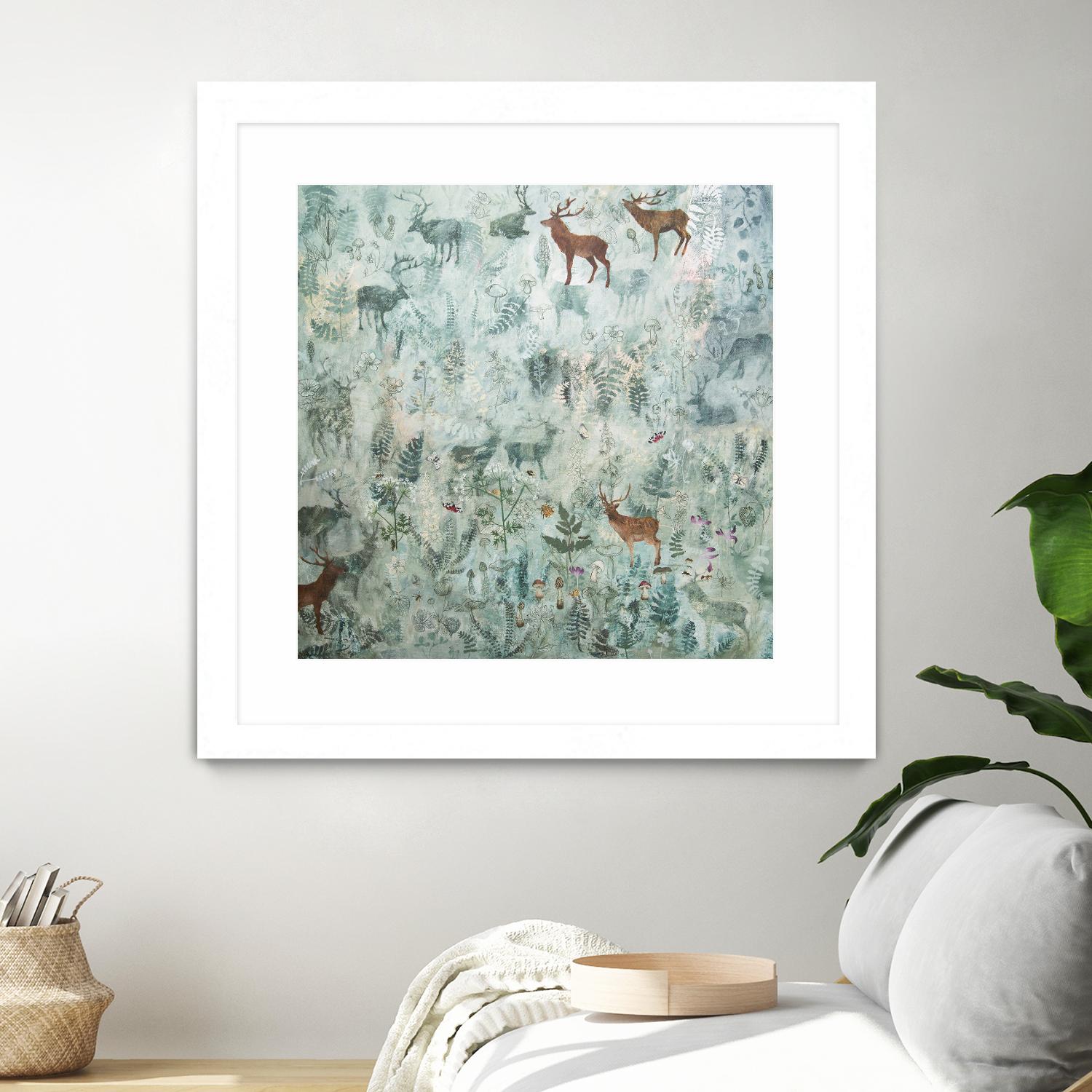Stags in Mist by Dawn Stacey on GIANT ART - multicolor contemporary; animals