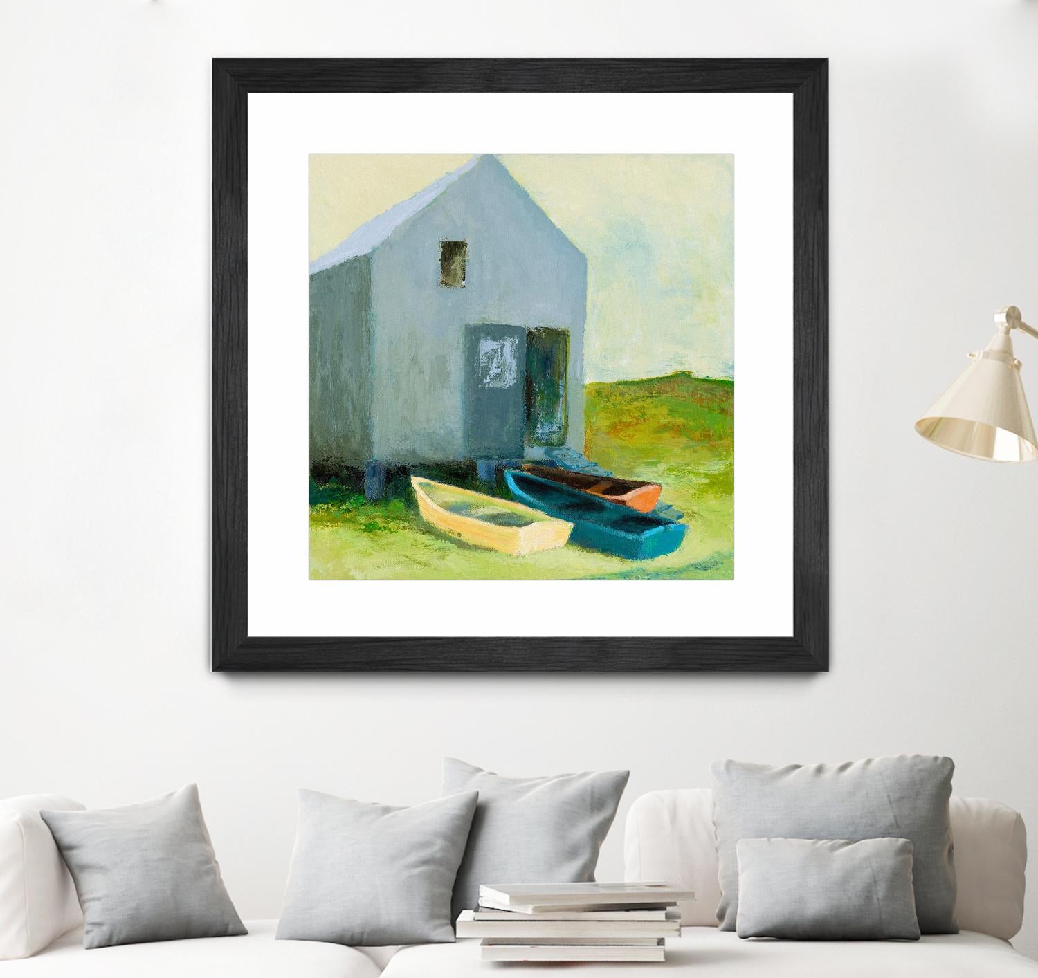 Boat House by Martha Wakefield on GIANT ART - black,white coastal, contemporary, boats