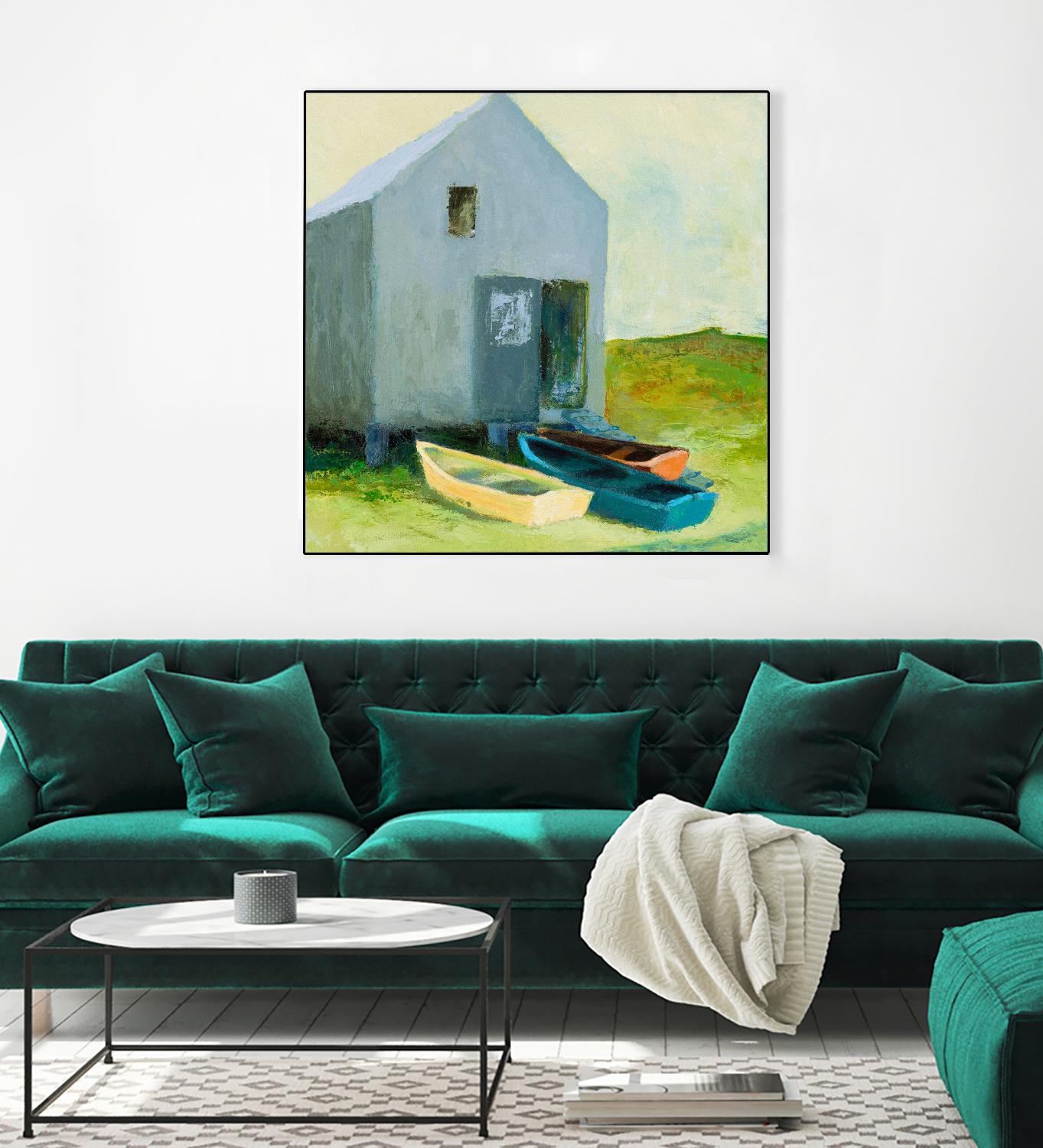 Boat House by Martha Wakefield on GIANT ART - black,white coastal, contemporary, boats