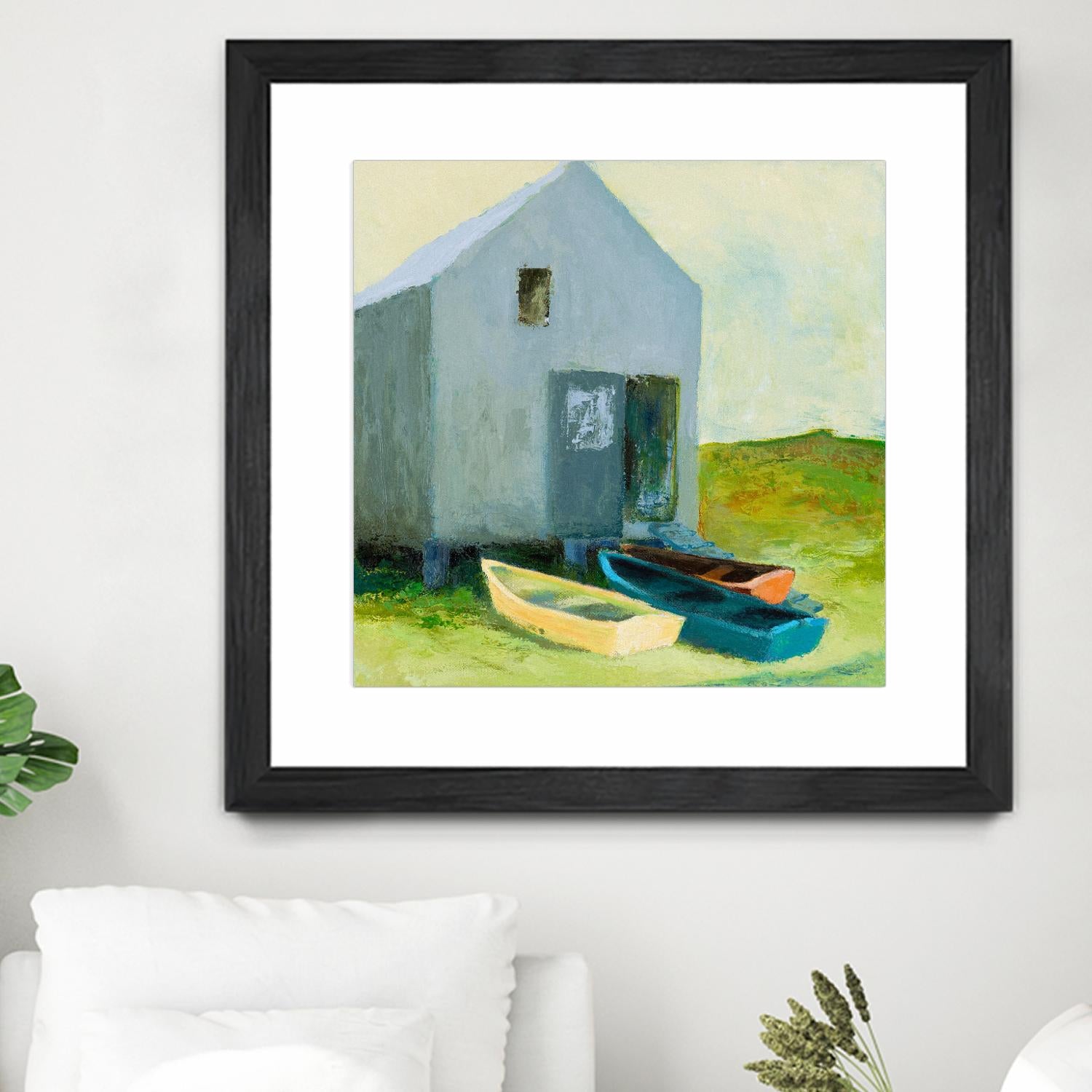 Boat House by Martha Wakefield on GIANT ART - black,white coastal, contemporary, boats