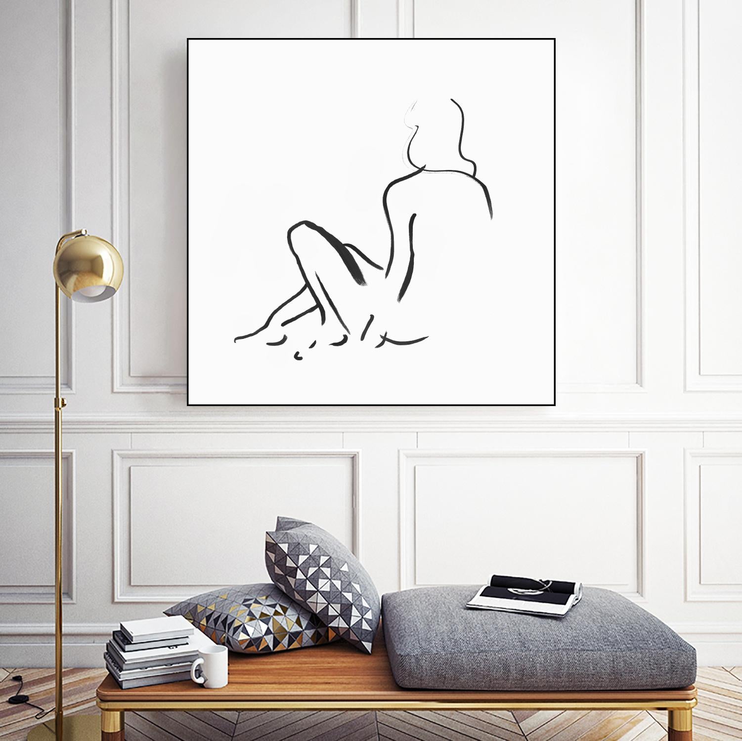 Facade II by Isabelle Z on GIANT ART - white linear drawing 