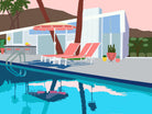 Pool Lounge Pink Chairs by Jen Bucheli on GIANT ART - decorative 