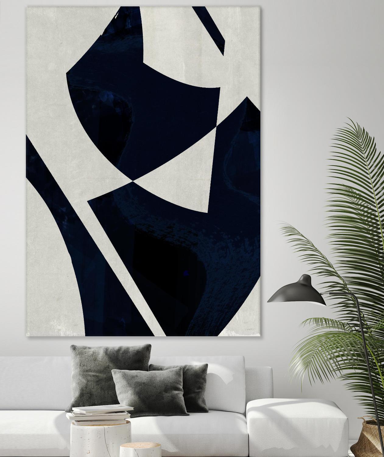 Black Machine I by Dan Meneely on GIANT ART - blue shapes 