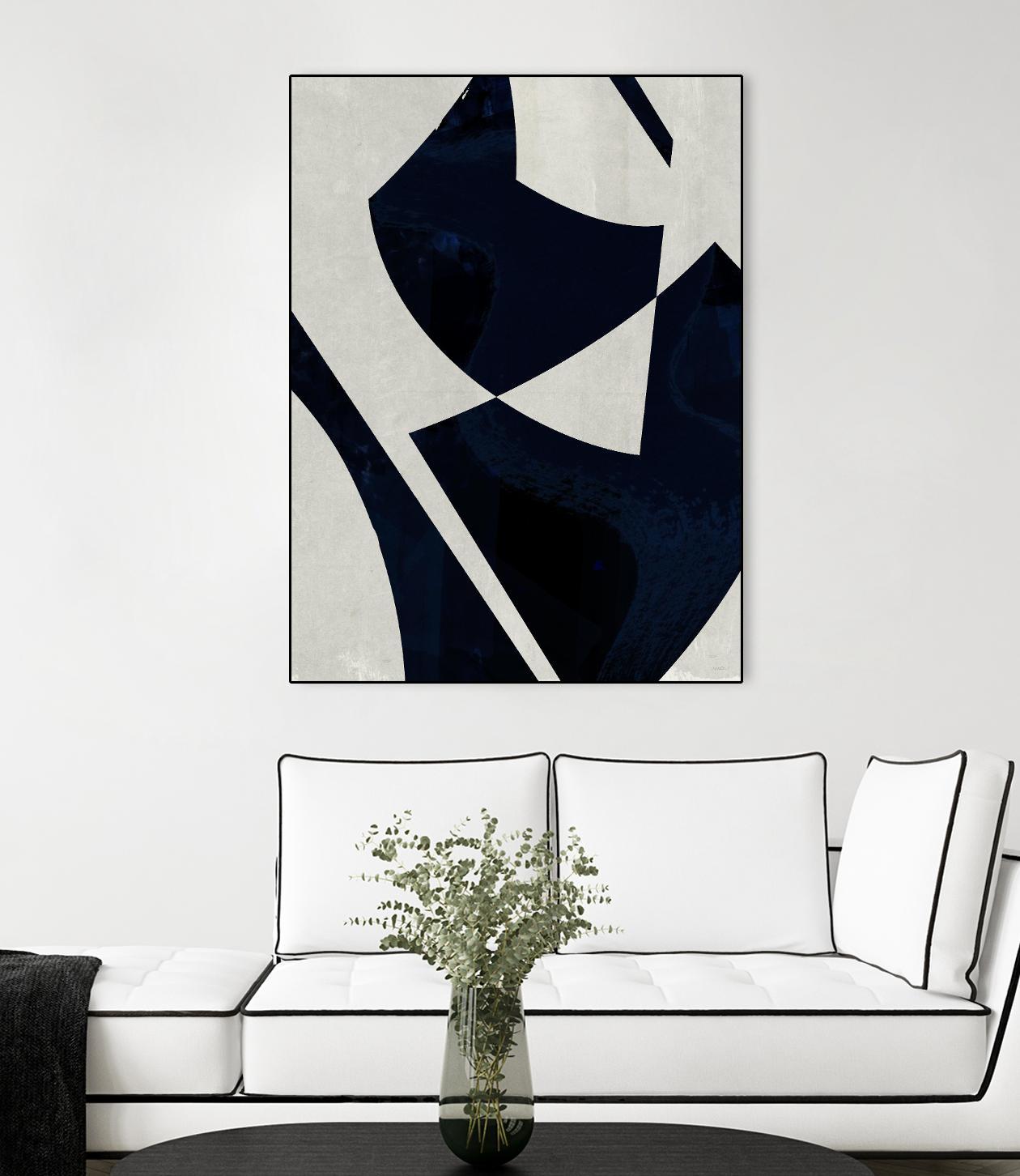 Black Machine I by Dan Meneely on GIANT ART - blue shapes 