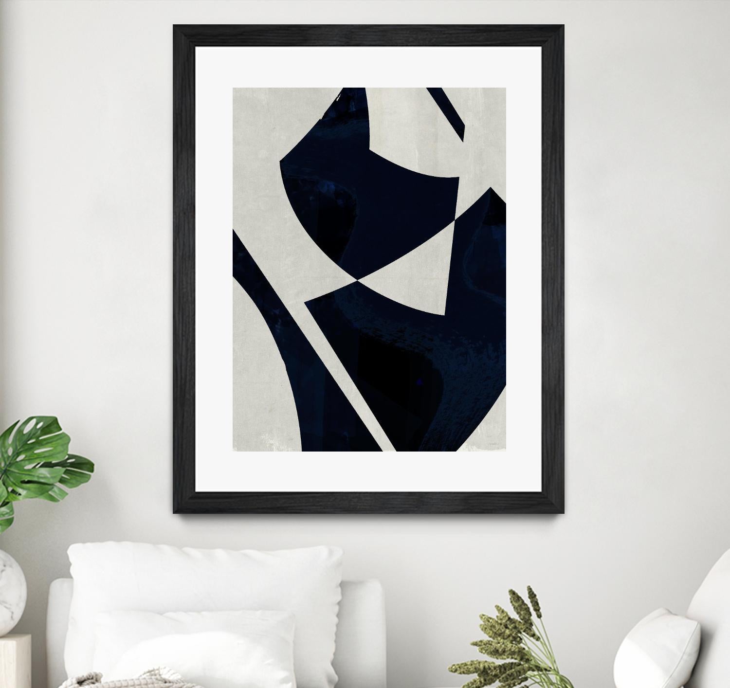 Black Machine I by Dan Meneely on GIANT ART - blue shapes 