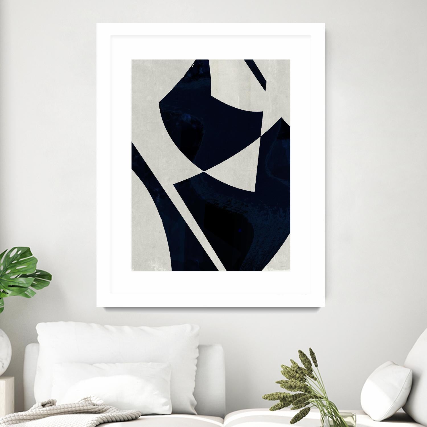 Black Machine I by Dan Meneely on GIANT ART - blue shapes 