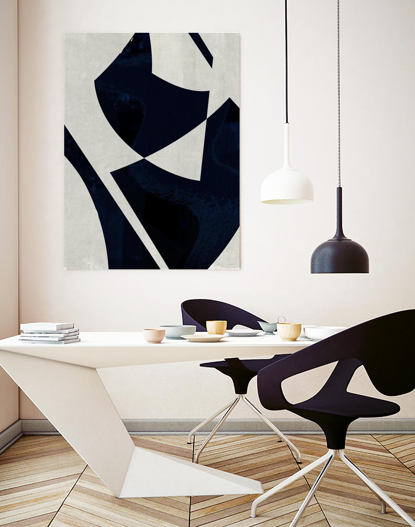 Black Machine I by Dan Meneely on GIANT ART - blue shapes 