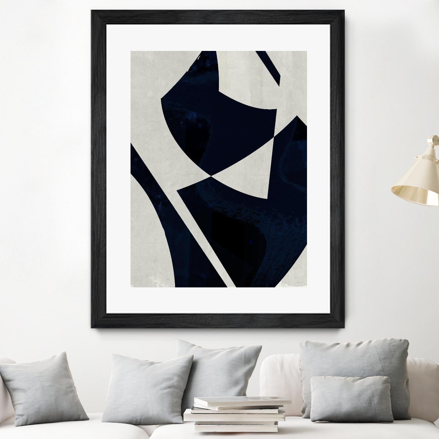 Black Machine I by Dan Meneely on GIANT ART - blue shapes 
