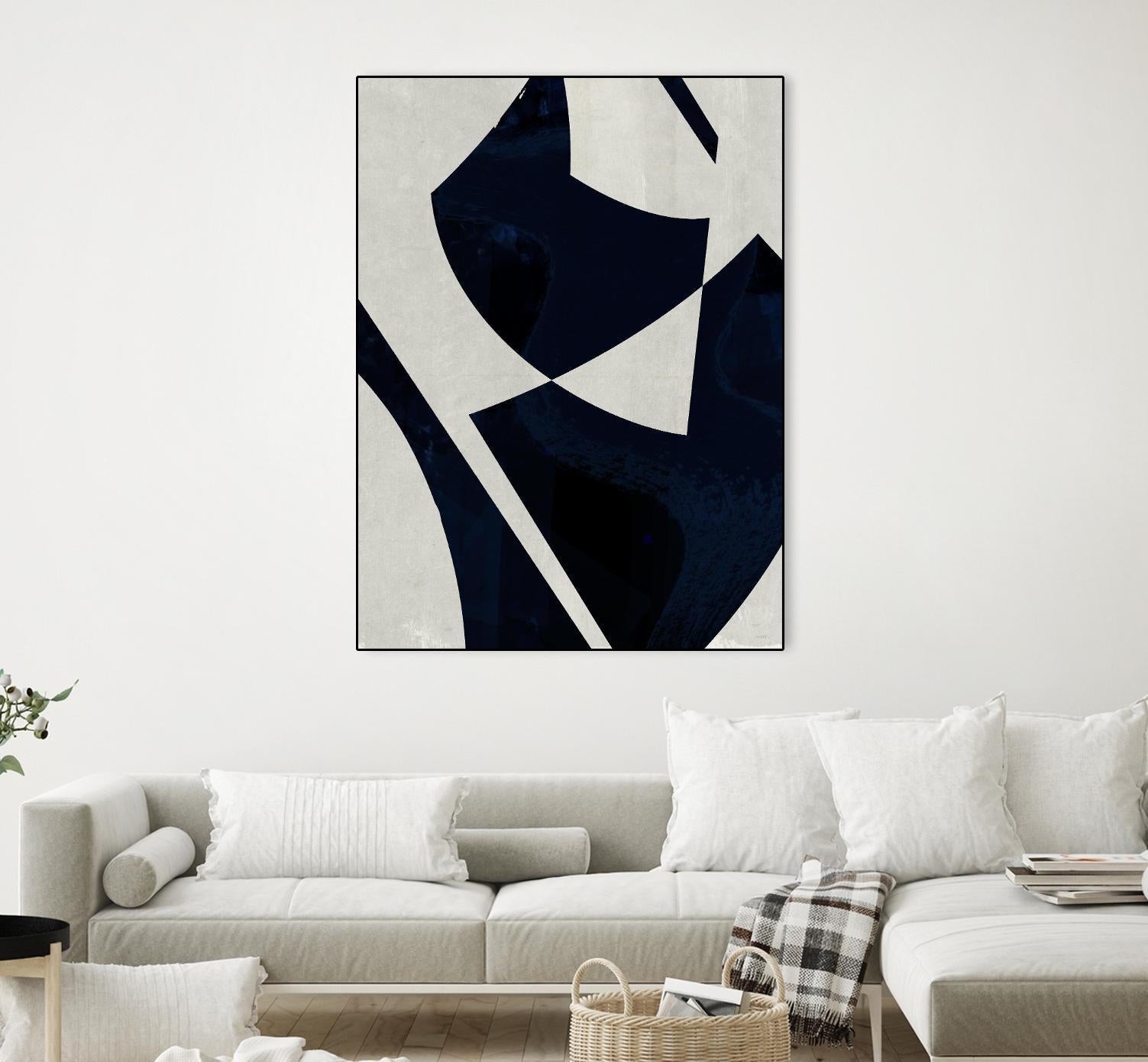 Black Machine I by Dan Meneely on GIANT ART - blue shapes 