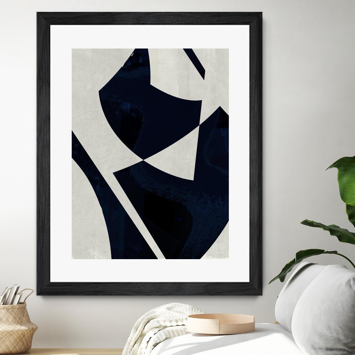 Black Machine I by Dan Meneely on GIANT ART - blue shapes 