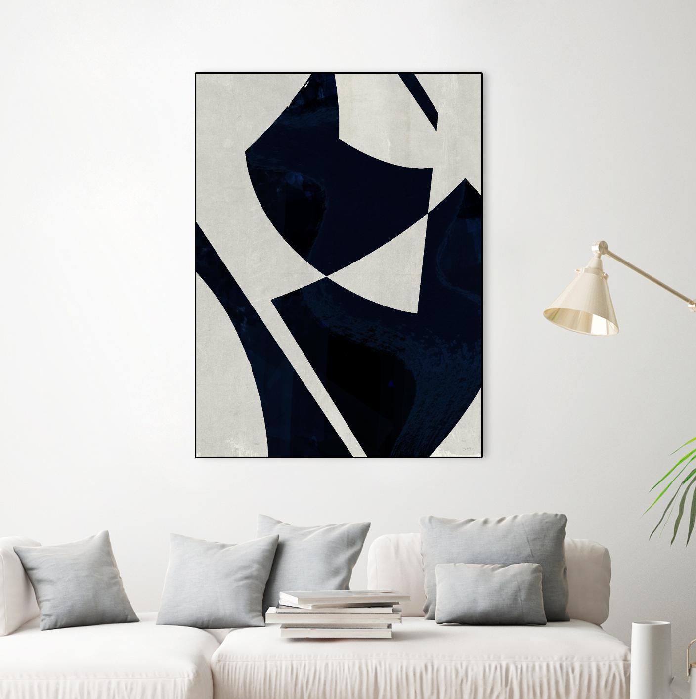 Black Machine I by Dan Meneely on GIANT ART - blue shapes 