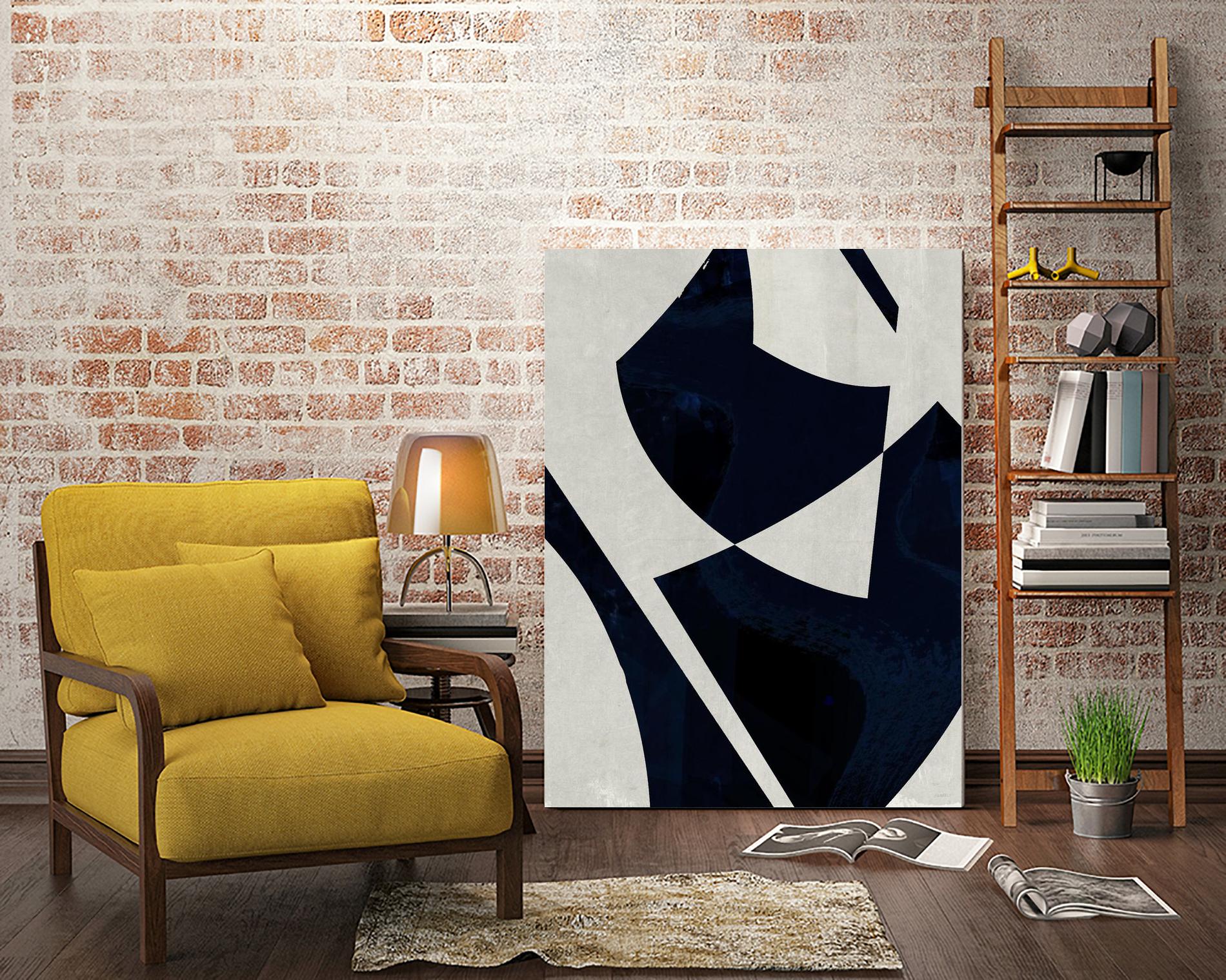 Black Machine I by Dan Meneely on GIANT ART - blue shapes 