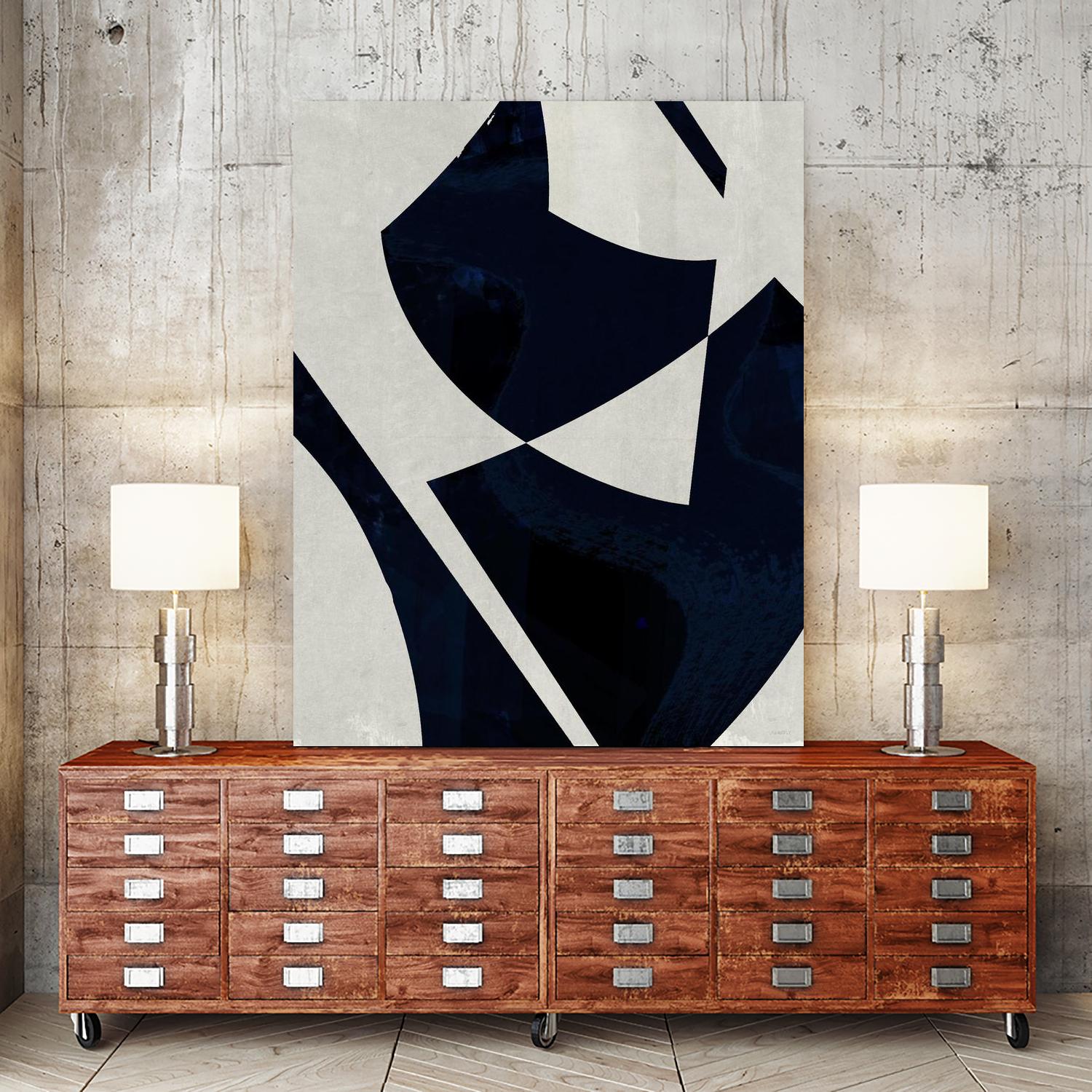 Black Machine I by Dan Meneely on GIANT ART - blue shapes 
