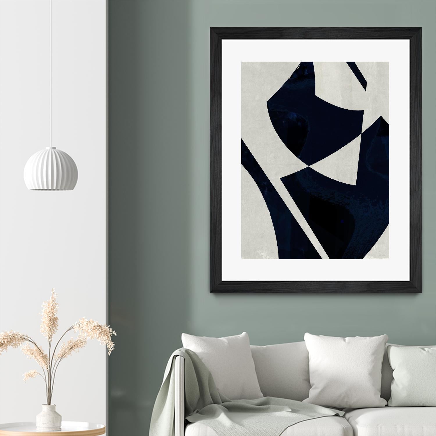 Black Machine I by Dan Meneely on GIANT ART - blue shapes 