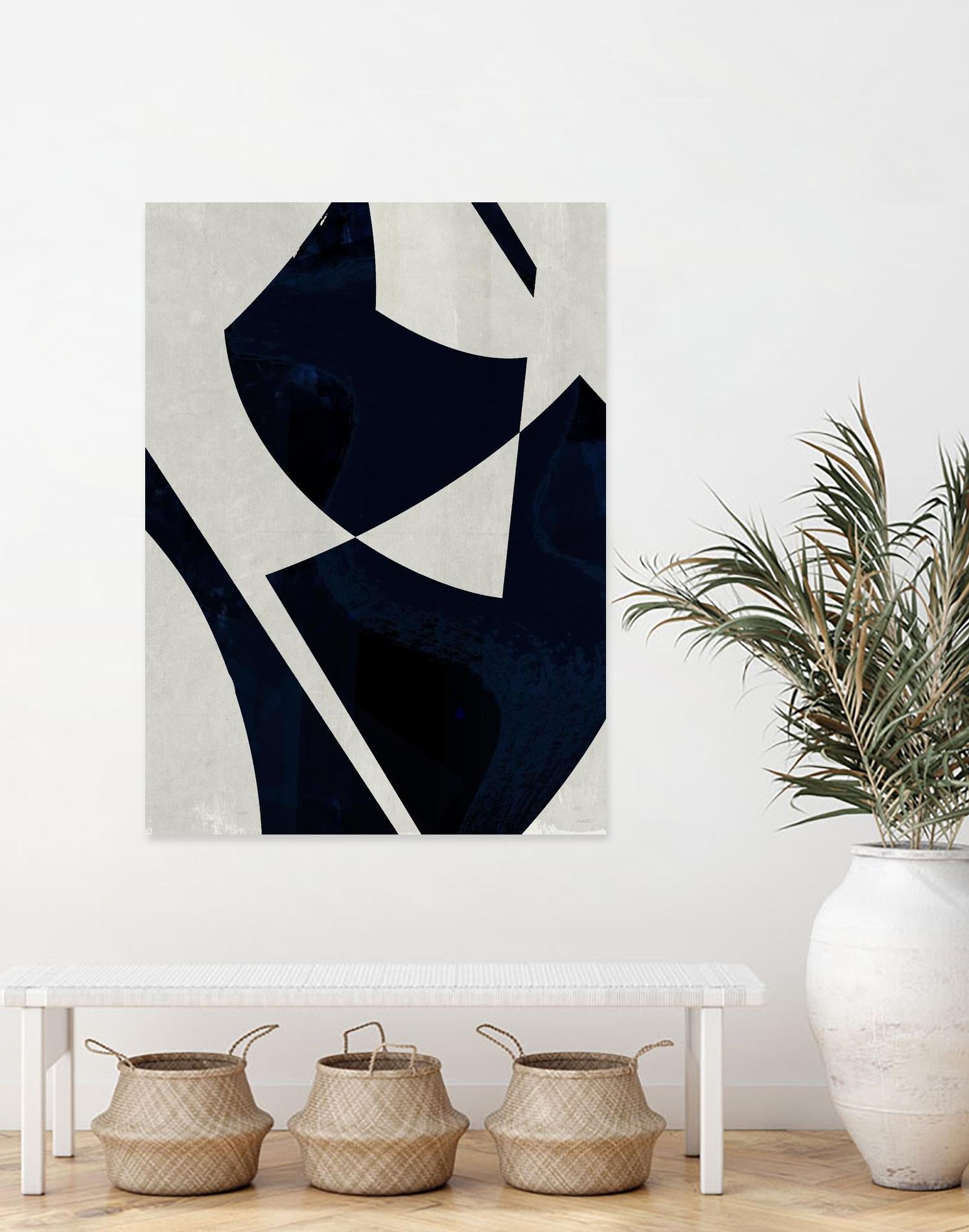 Black Machine I by Dan Meneely on GIANT ART - blue shapes 