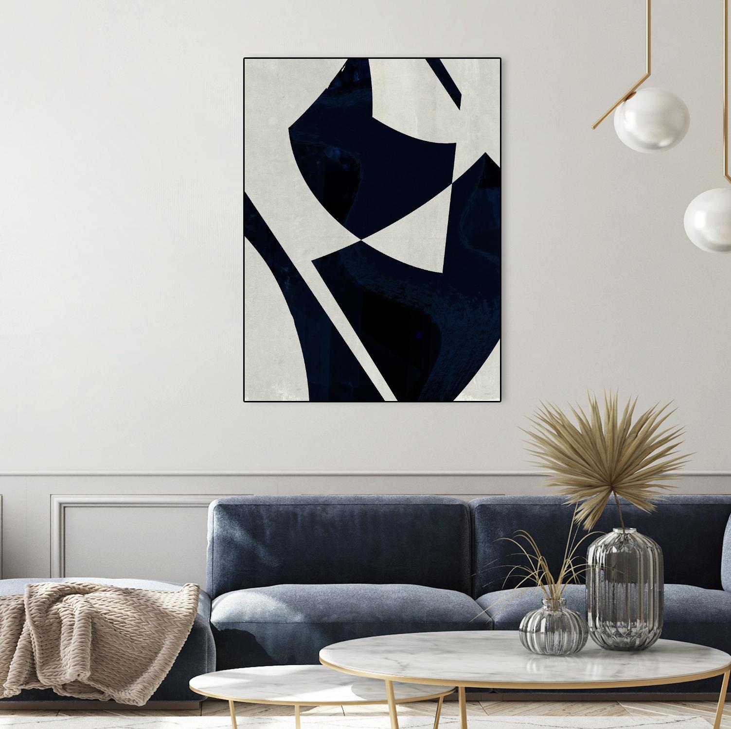 Black Machine I by Dan Meneely on GIANT ART - blue shapes 