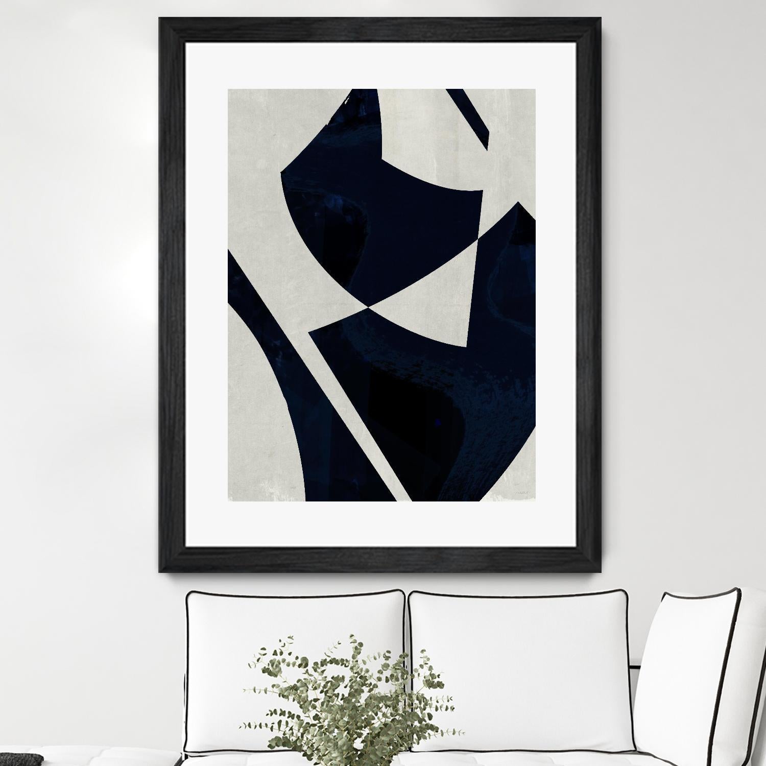 Black Machine I by Dan Meneely on GIANT ART - blue shapes 