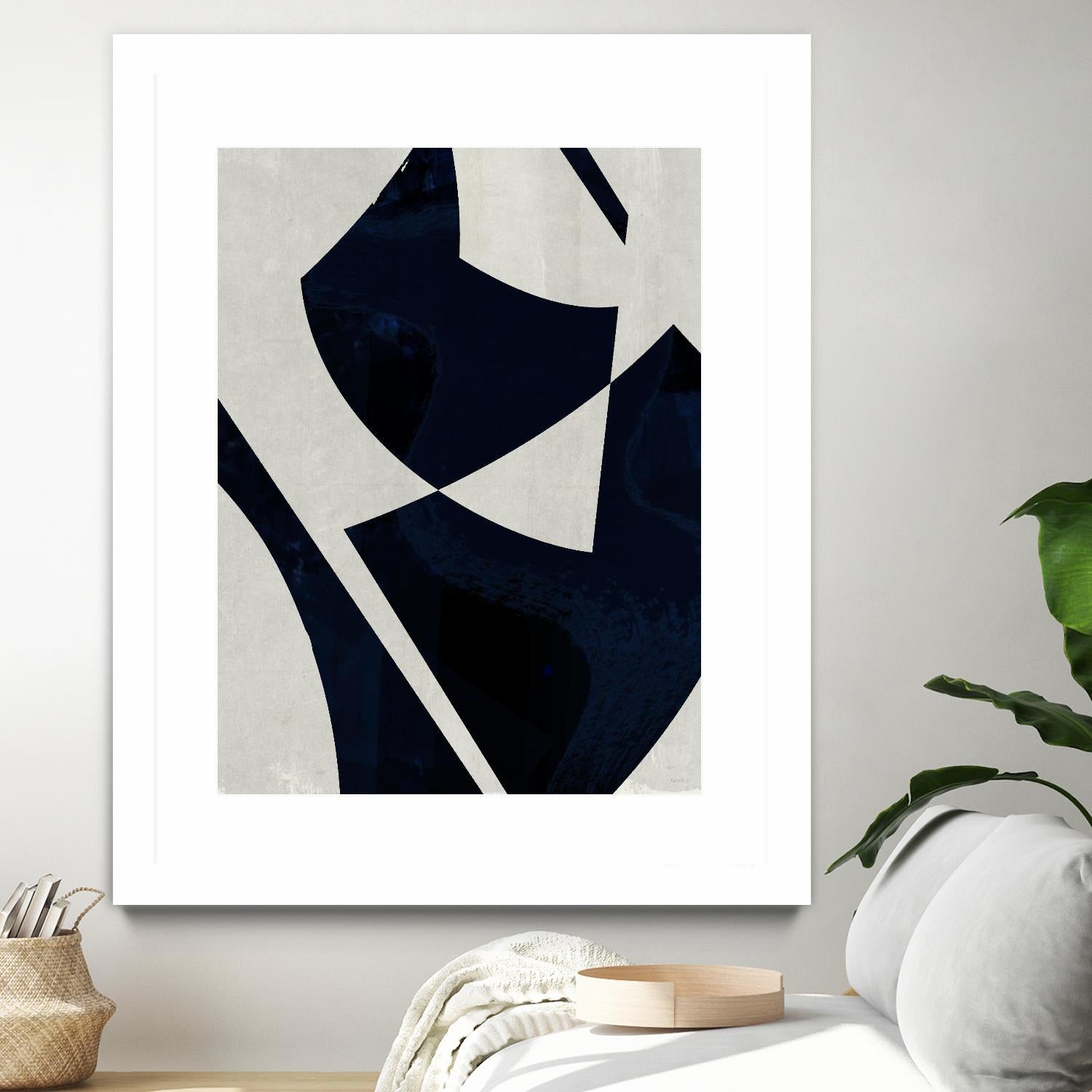 Black Machine I by Dan Meneely on GIANT ART - blue shapes 