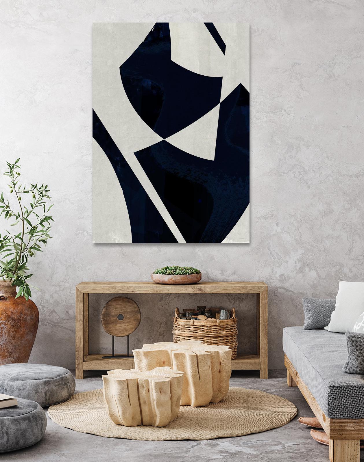Black Machine I by Dan Meneely on GIANT ART - blue shapes 