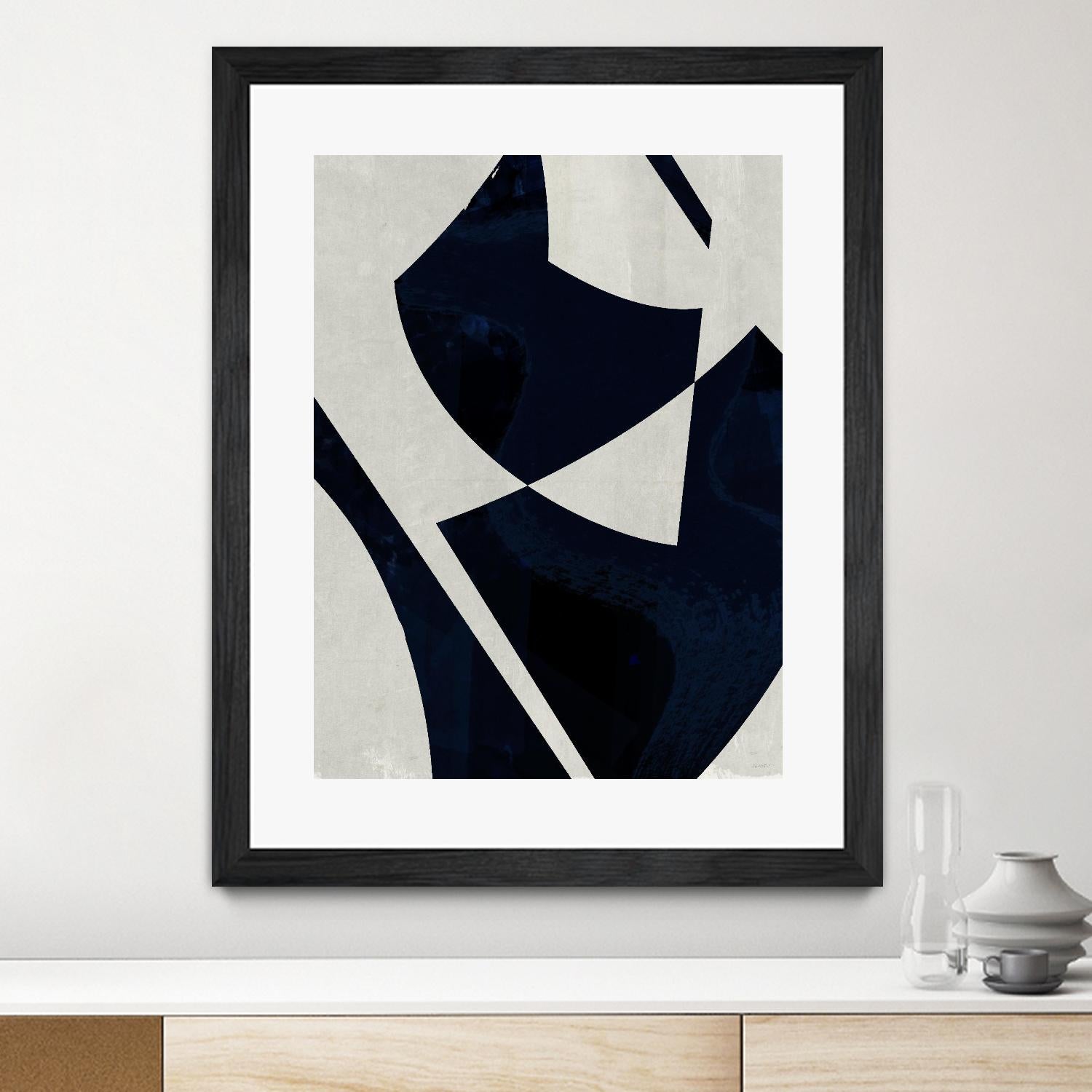 Black Machine I by Dan Meneely on GIANT ART - blue shapes 