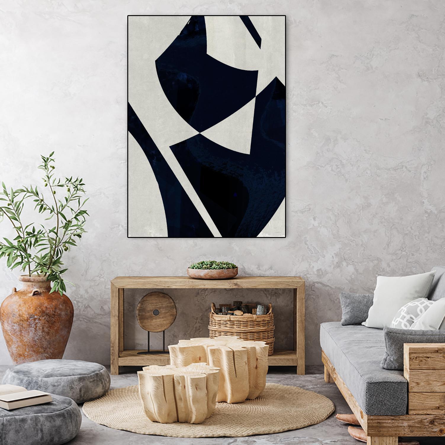 Black Machine I by Dan Meneely on GIANT ART - blue shapes 