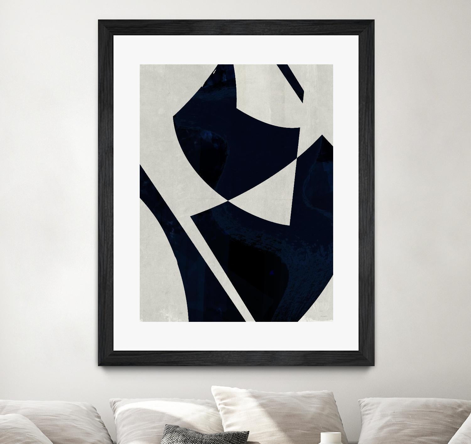 Black Machine I by Dan Meneely on GIANT ART - blue shapes 
