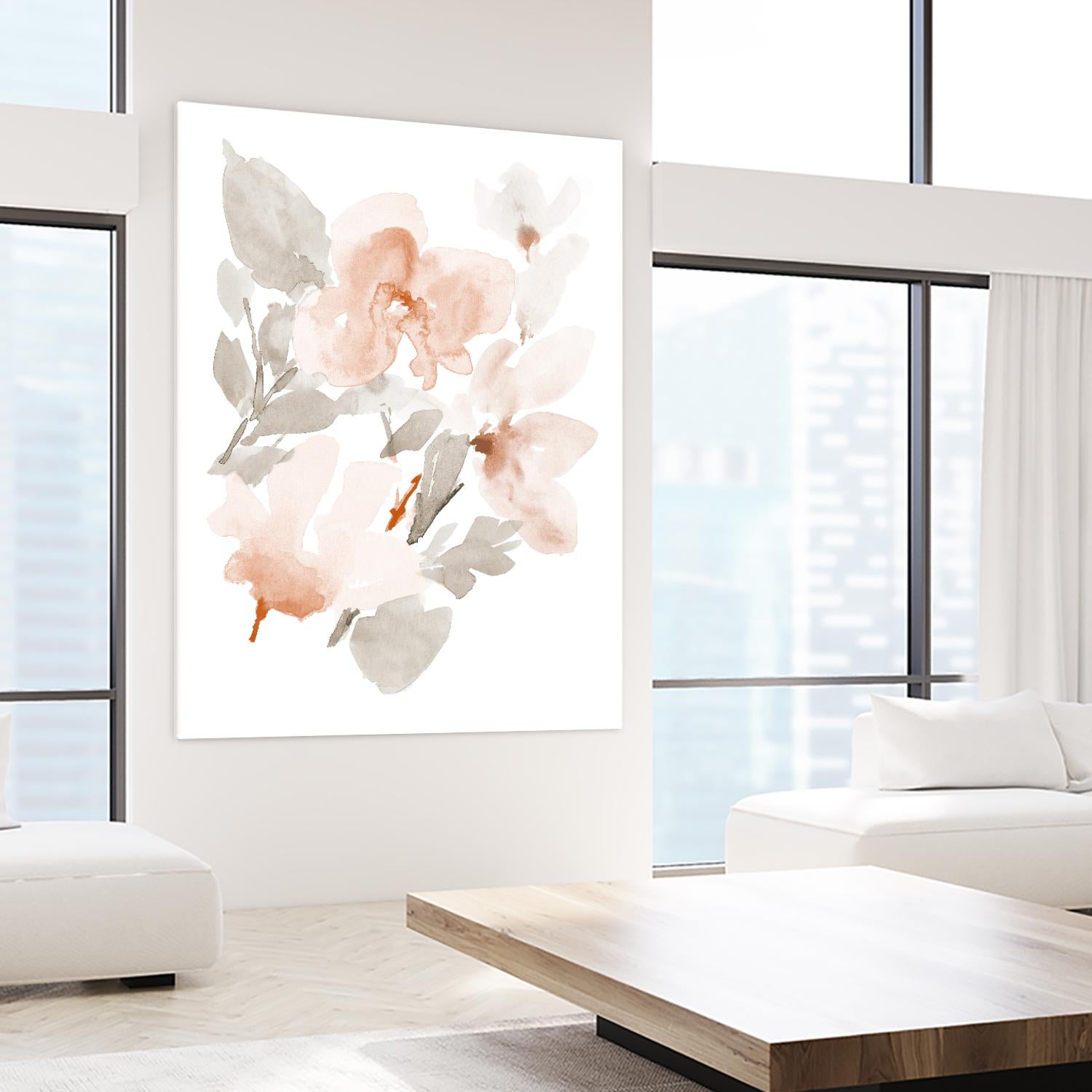 Peach Tranquil Florals II by Lanie Loreth on GIANT ART - peach floral