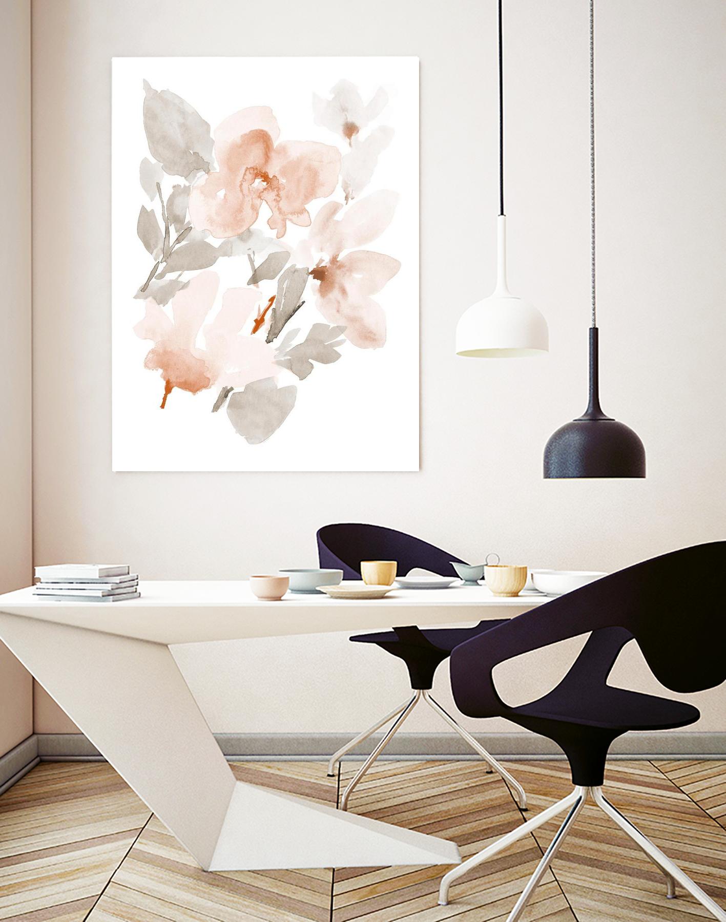 Peach Tranquil Florals II by Lanie Loreth on GIANT ART - peach floral