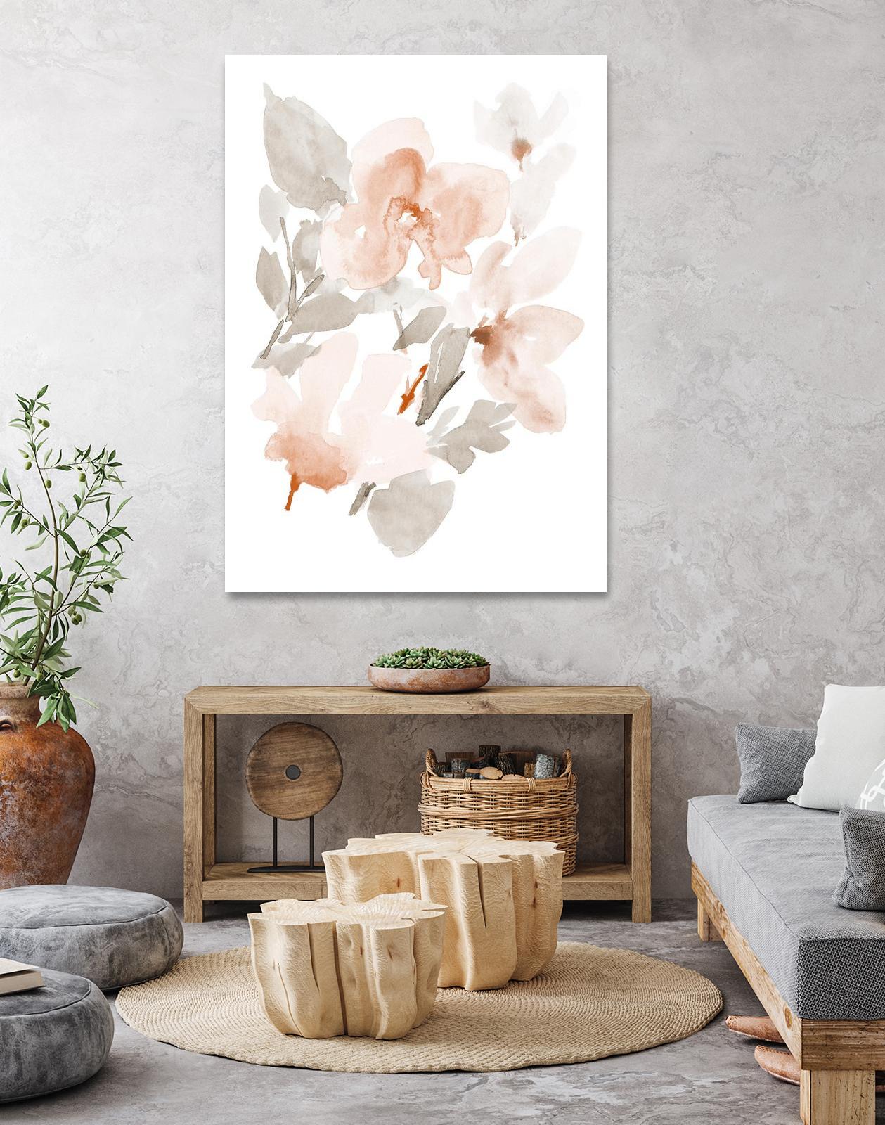 Peach Tranquil Florals II by Lanie Loreth on GIANT ART - peach floral