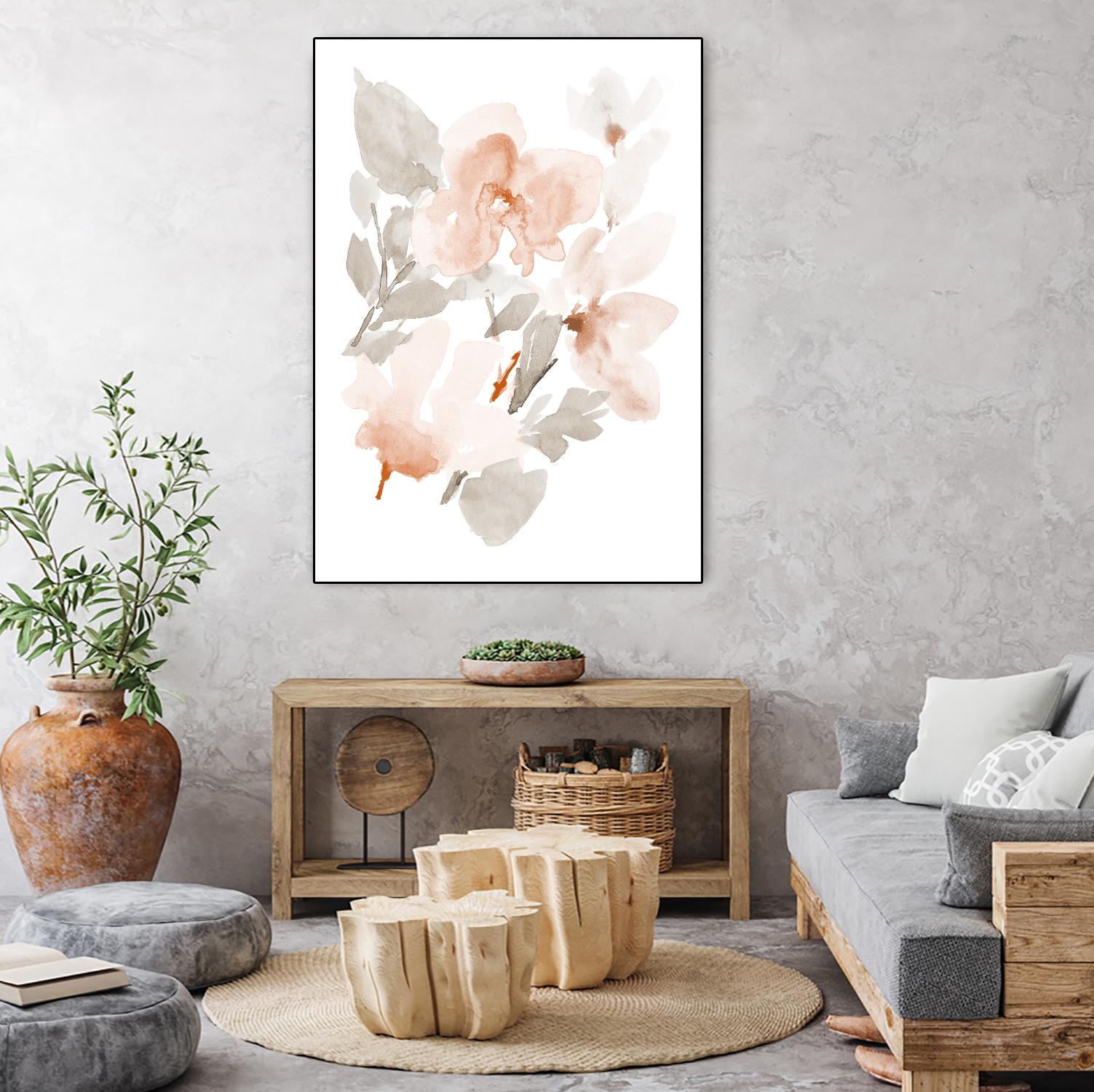 Peach Tranquil Florals II by Lanie Loreth on GIANT ART - peach floral