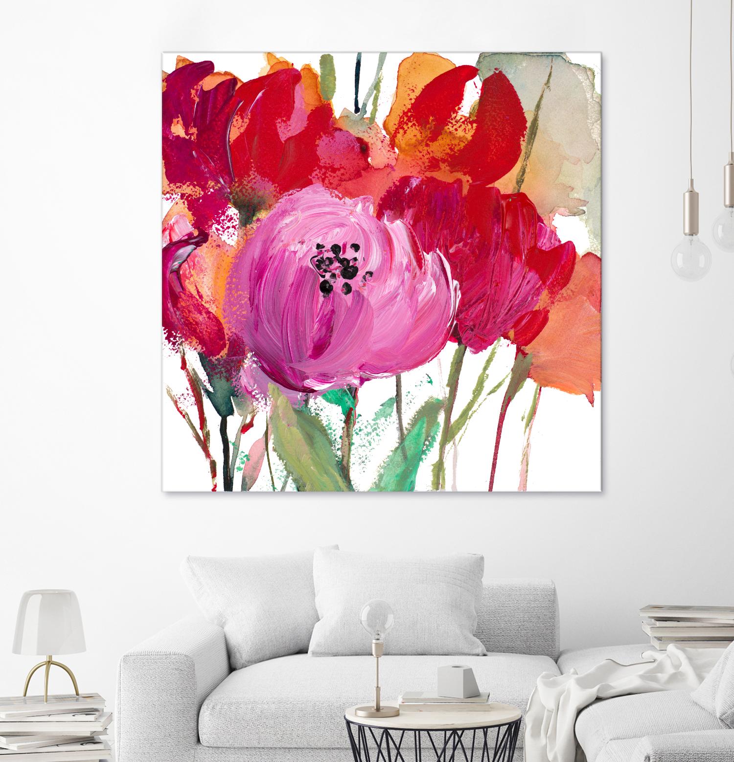 Red and Pink Flower Garden by Lanie Loreth on GIANT ART - red floral