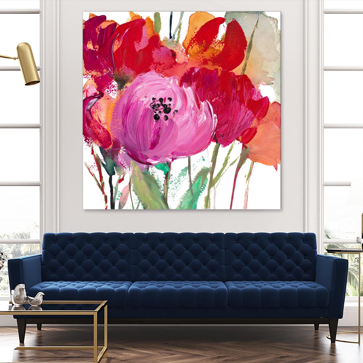 Red and Pink Flower Garden by Lanie Loreth on GIANT ART - red floral