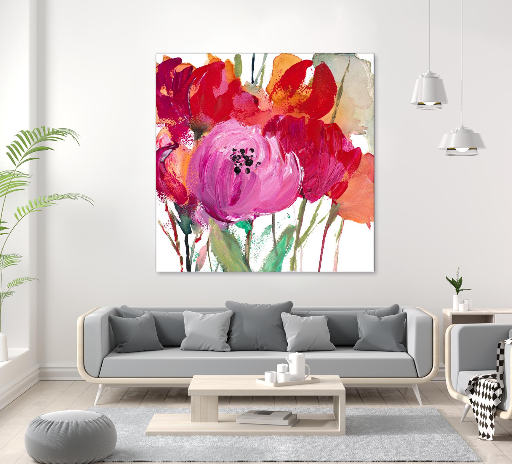 Red and Pink Flower Garden by Lanie Loreth on GIANT ART - red floral