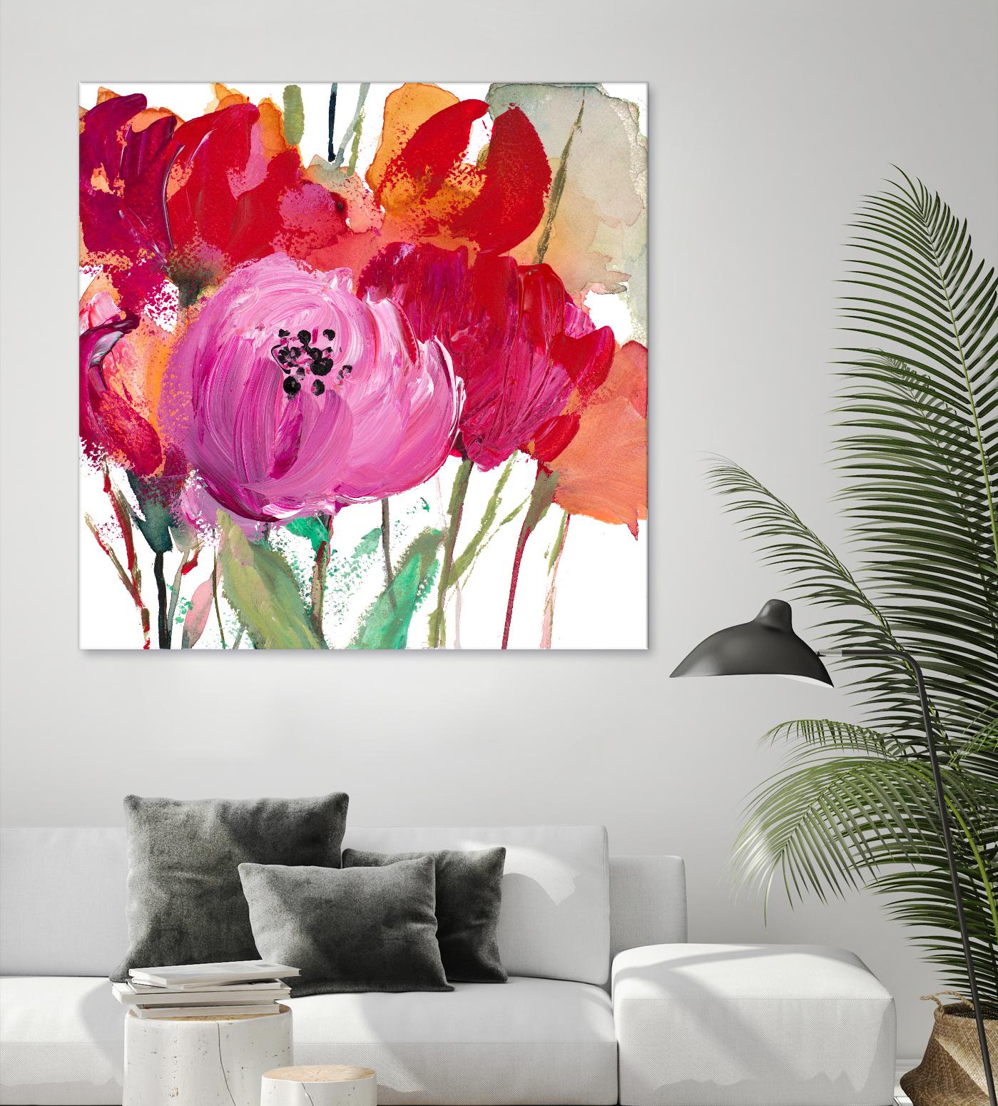 Red and Pink Flower Garden by Lanie Loreth on GIANT ART - red floral