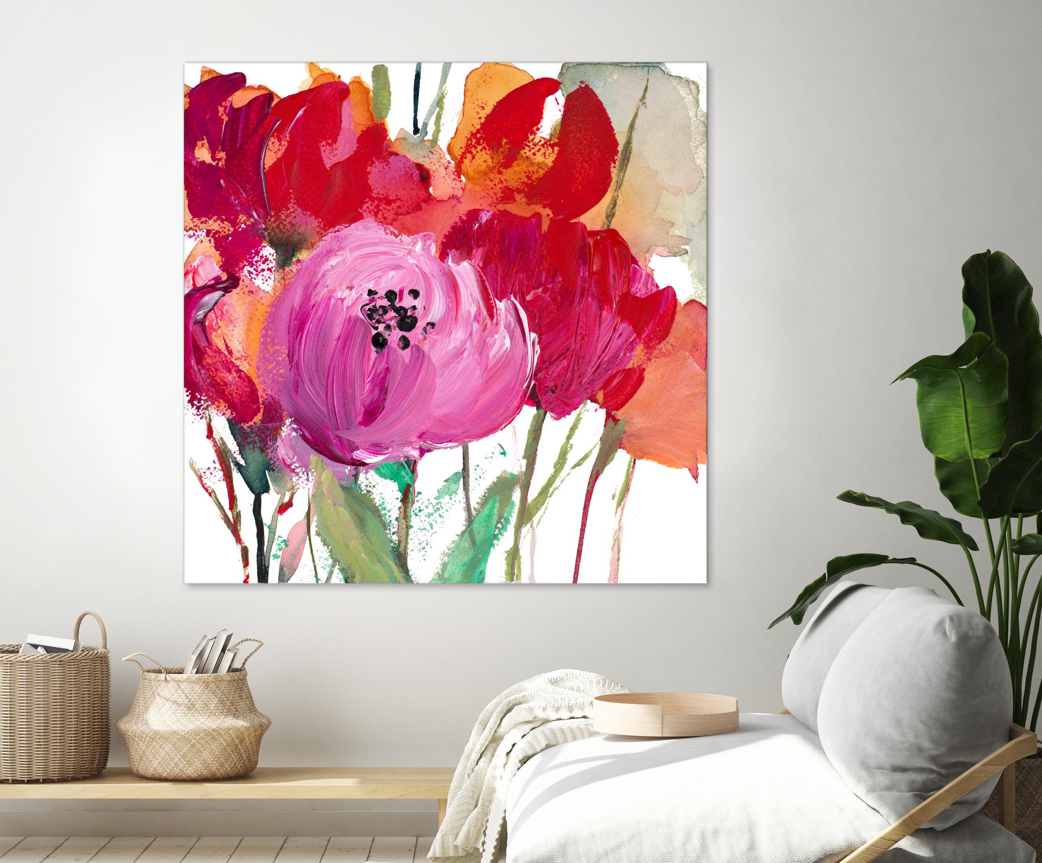Red and Pink Flower Garden by Lanie Loreth on GIANT ART - red floral