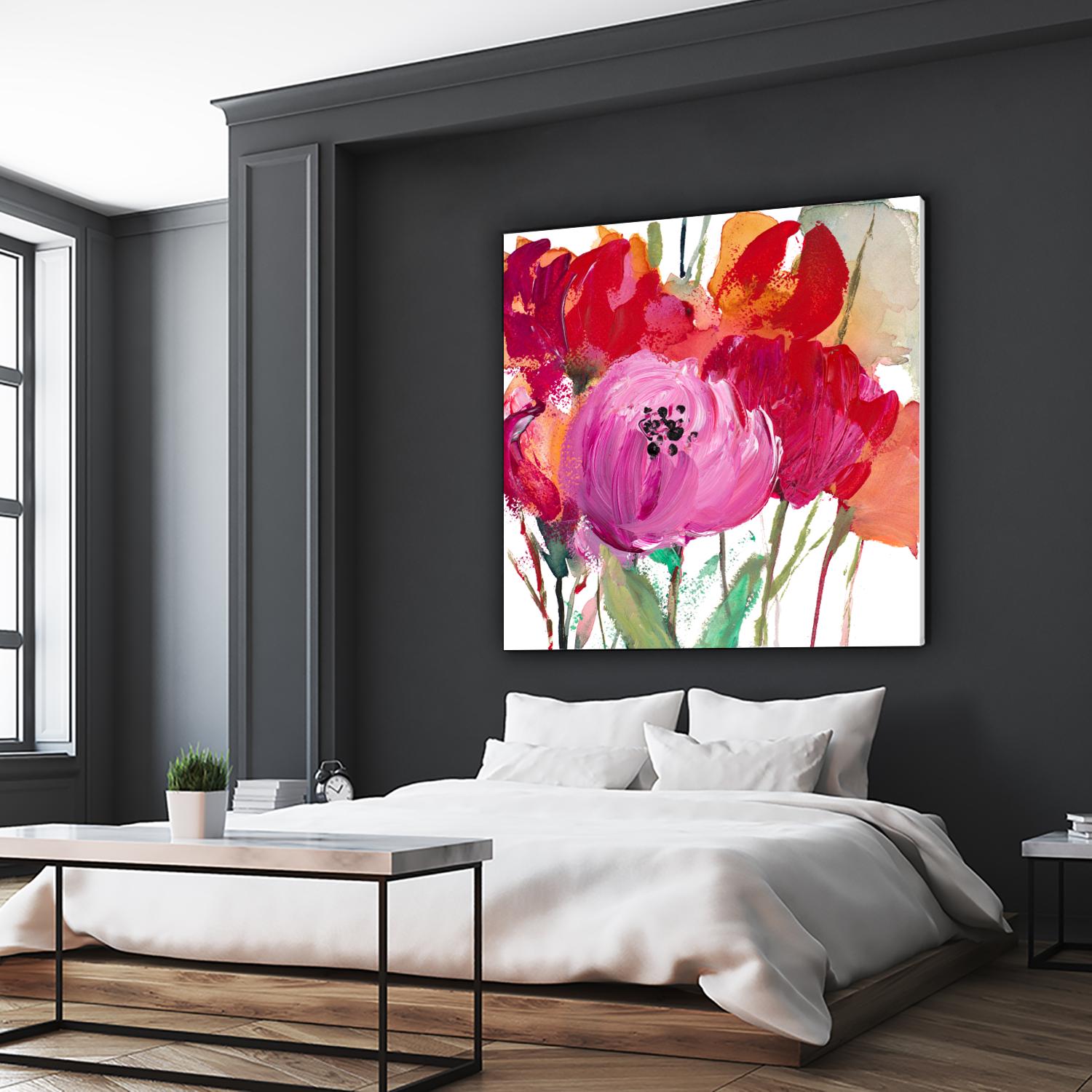 Red and Pink Flower Garden by Lanie Loreth on GIANT ART - red floral