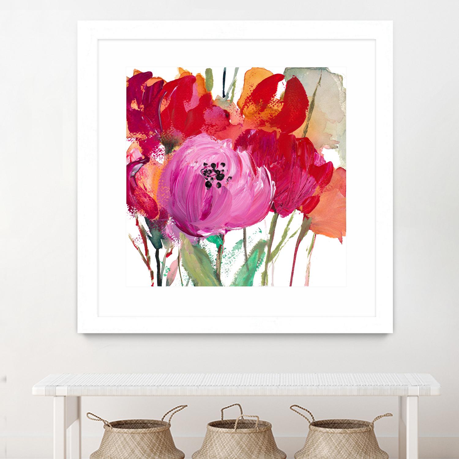 Red and Pink Flower Garden by Lanie Loreth on GIANT ART - red floral