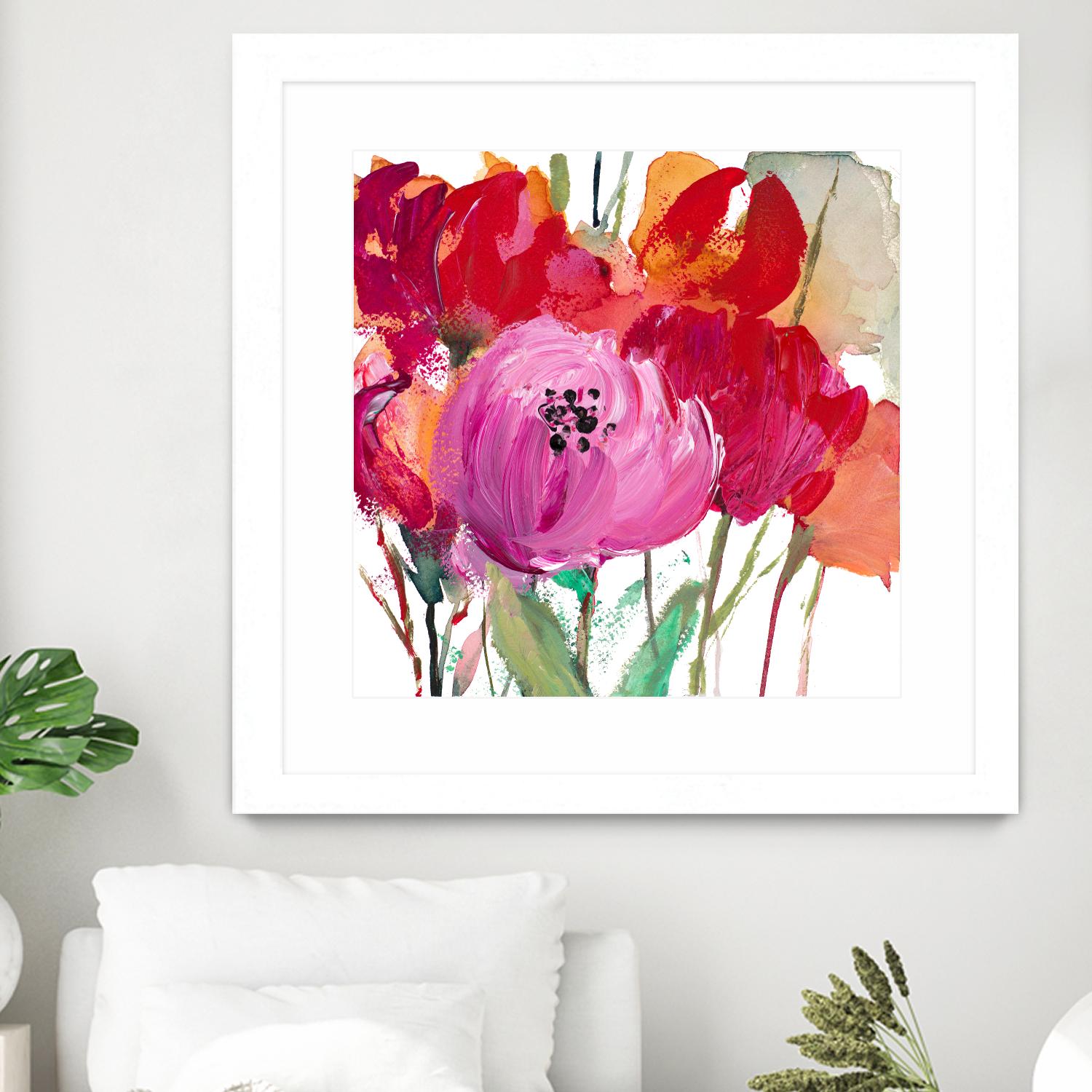 Red and Pink Flower Garden by Lanie Loreth on GIANT ART - red floral