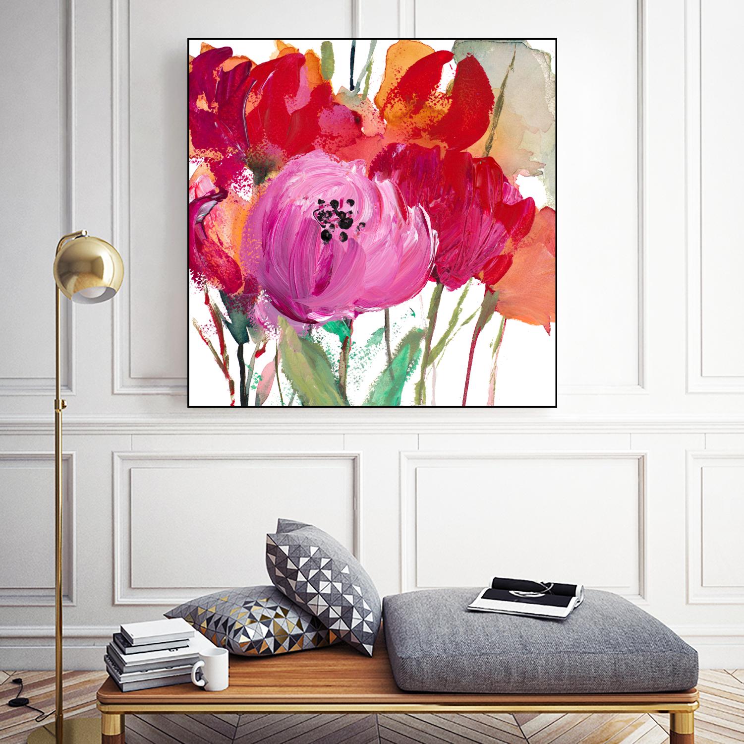 Red and Pink Flower Garden by Lanie Loreth on GIANT ART - red floral