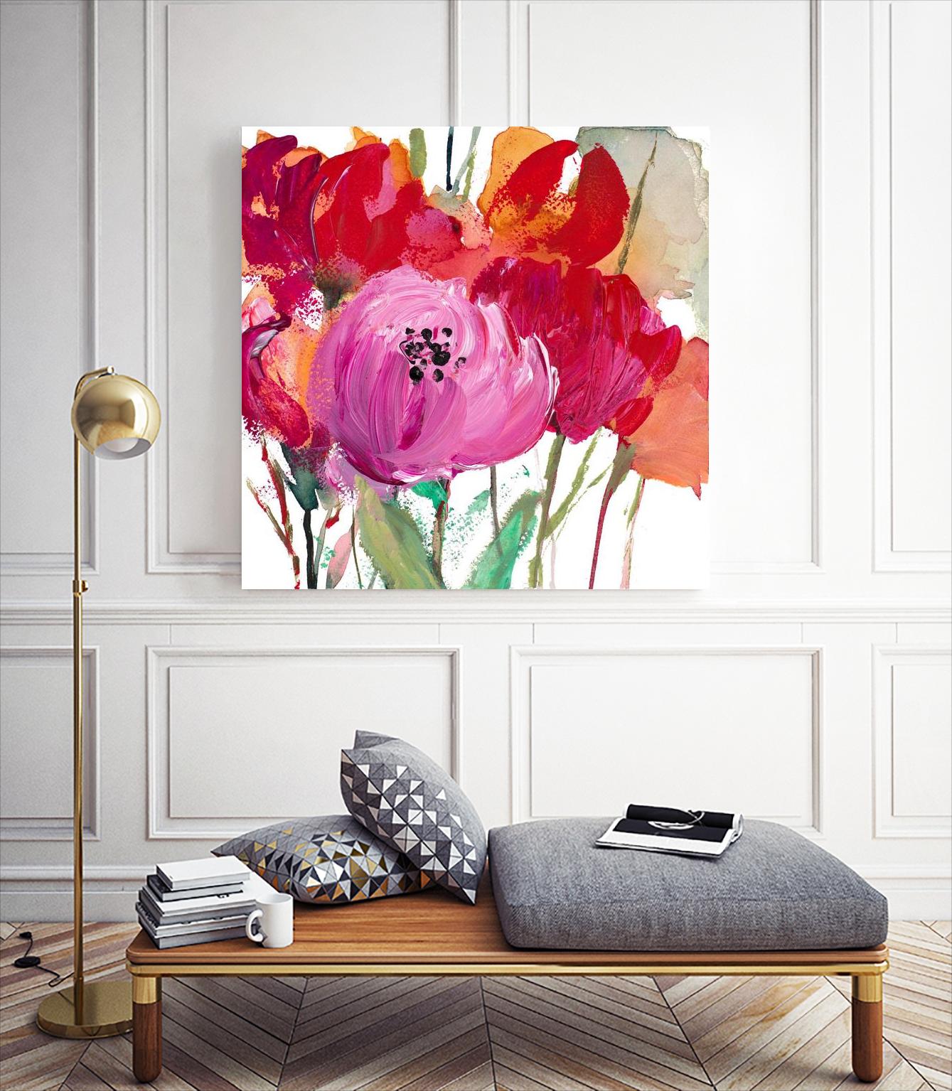Red and Pink Flower Garden by Lanie Loreth on GIANT ART - red floral