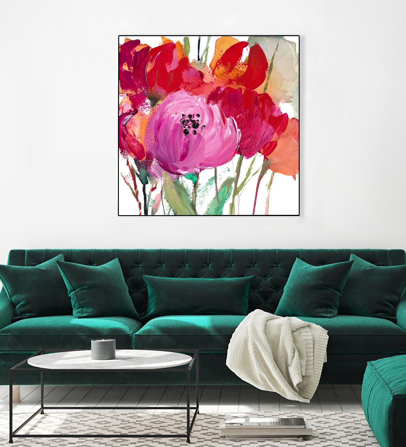 Red and Pink Flower Garden by Lanie Loreth on GIANT ART - red floral