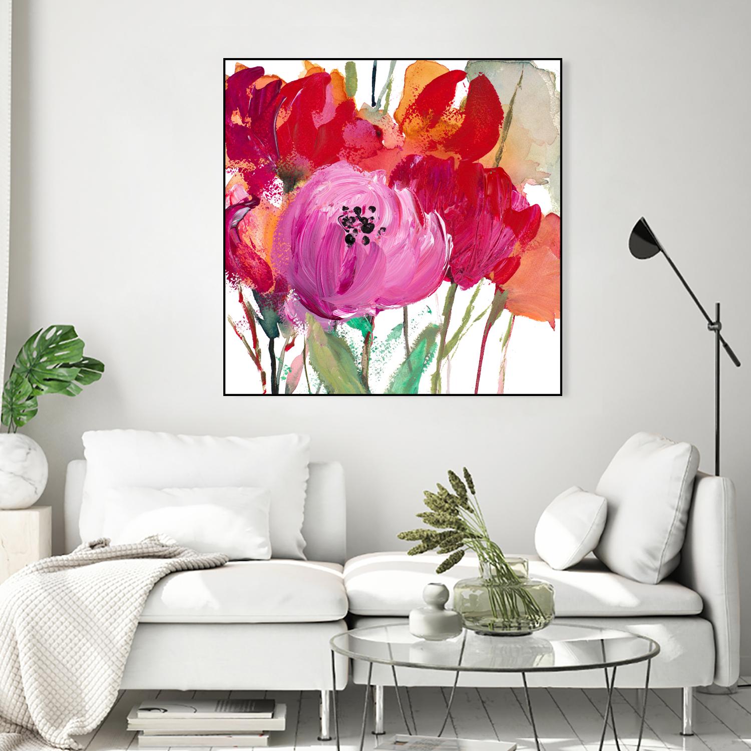 Red and Pink Flower Garden by Lanie Loreth on GIANT ART - red floral