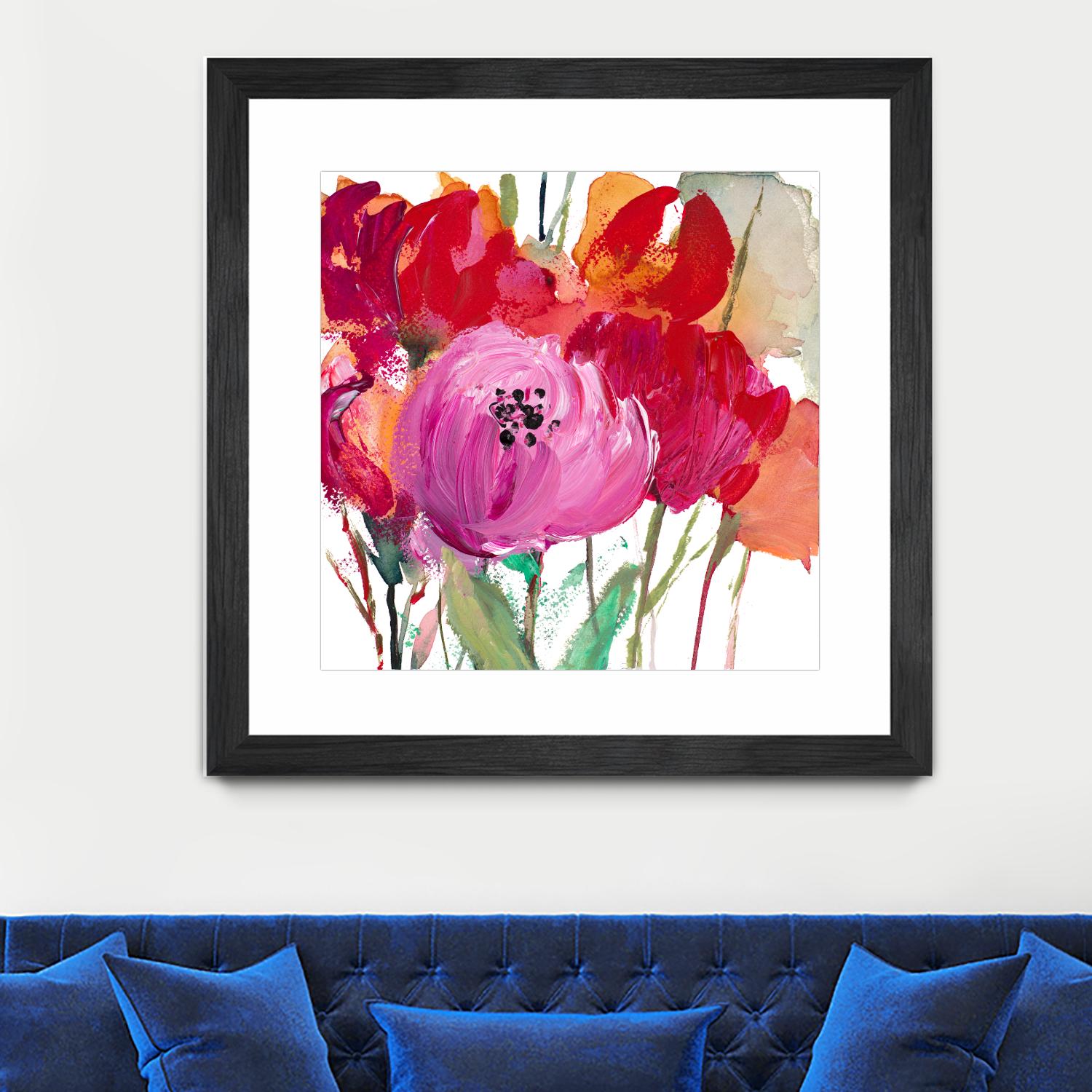 Red and Pink Flower Garden by Lanie Loreth on GIANT ART - red floral