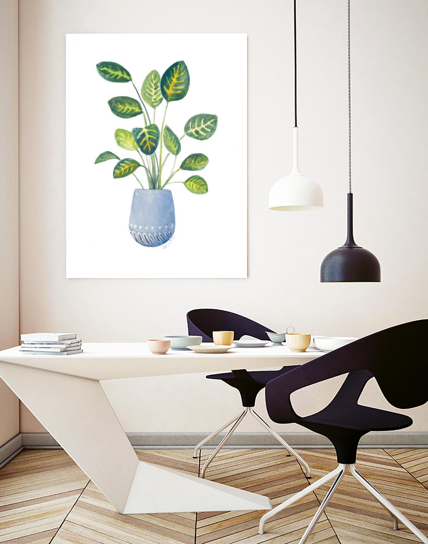 Croton In Blue Pot by Lanie Loreth on GIANT ART - floral southwestern and western