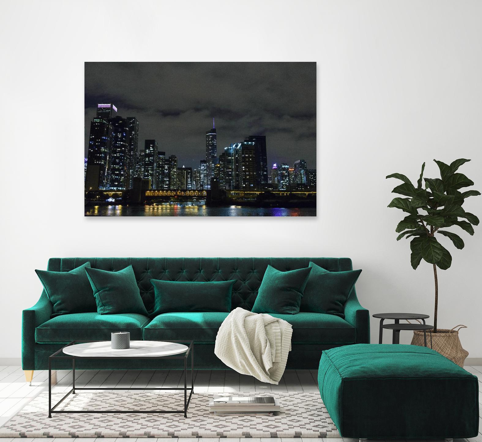 Nightscape by Nancy Crowell on GIANT ART - yellow city scene